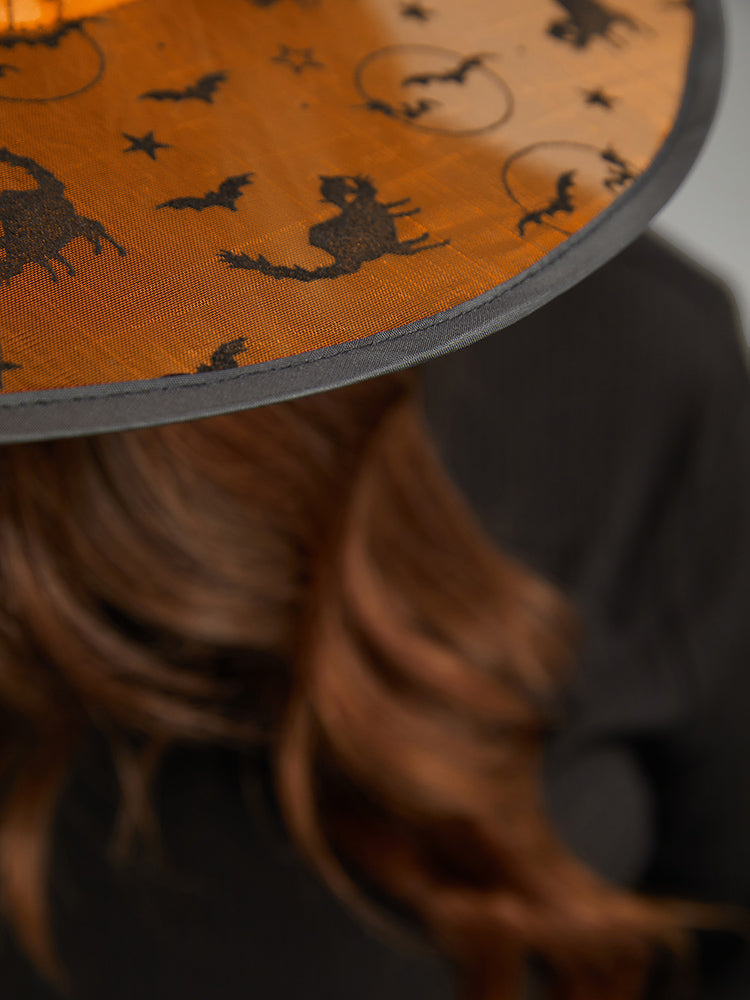 Halloween Cat Mesh Patchwork Hat-Sweetccc