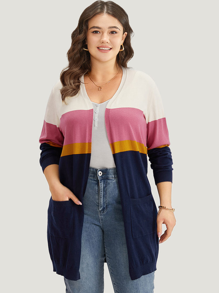 Supersoft Essentials Contrast Open Front Tunic Cardigan-Sweetccc