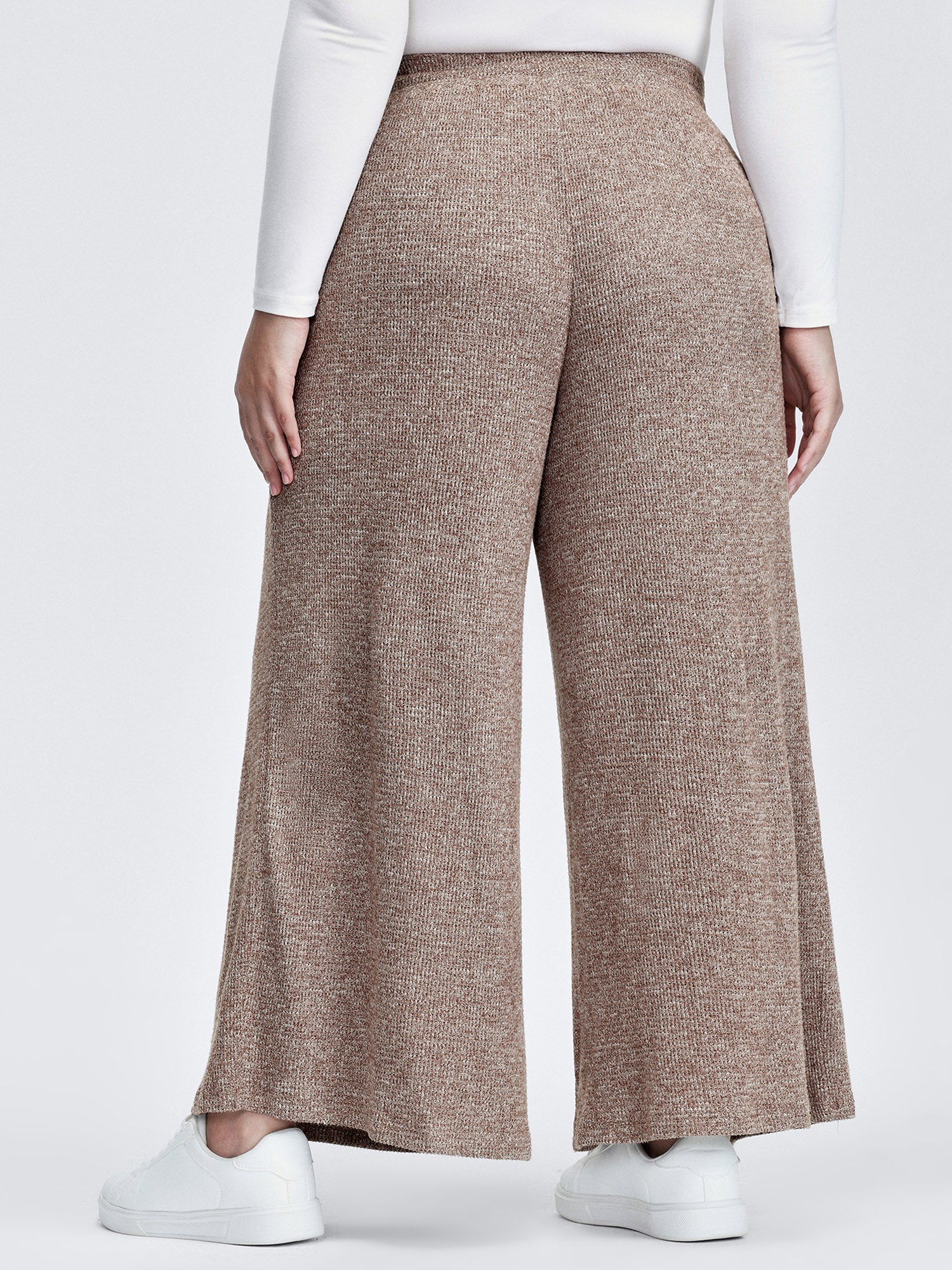 Mixed Color Knit Pleated Drawstring Pants-Sweetccc