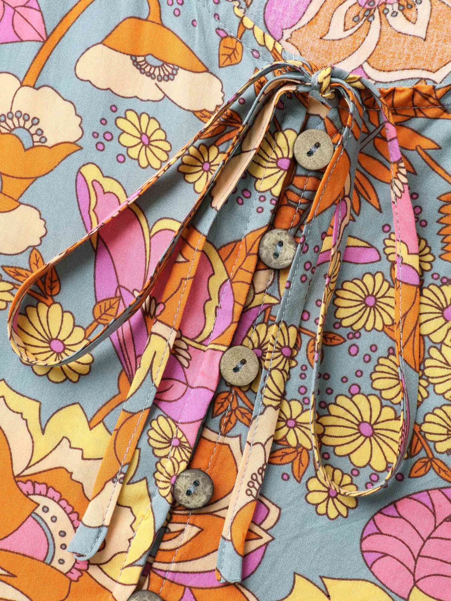 Floral Print Puffy Sleeve Flowy Romper-Sweetccc