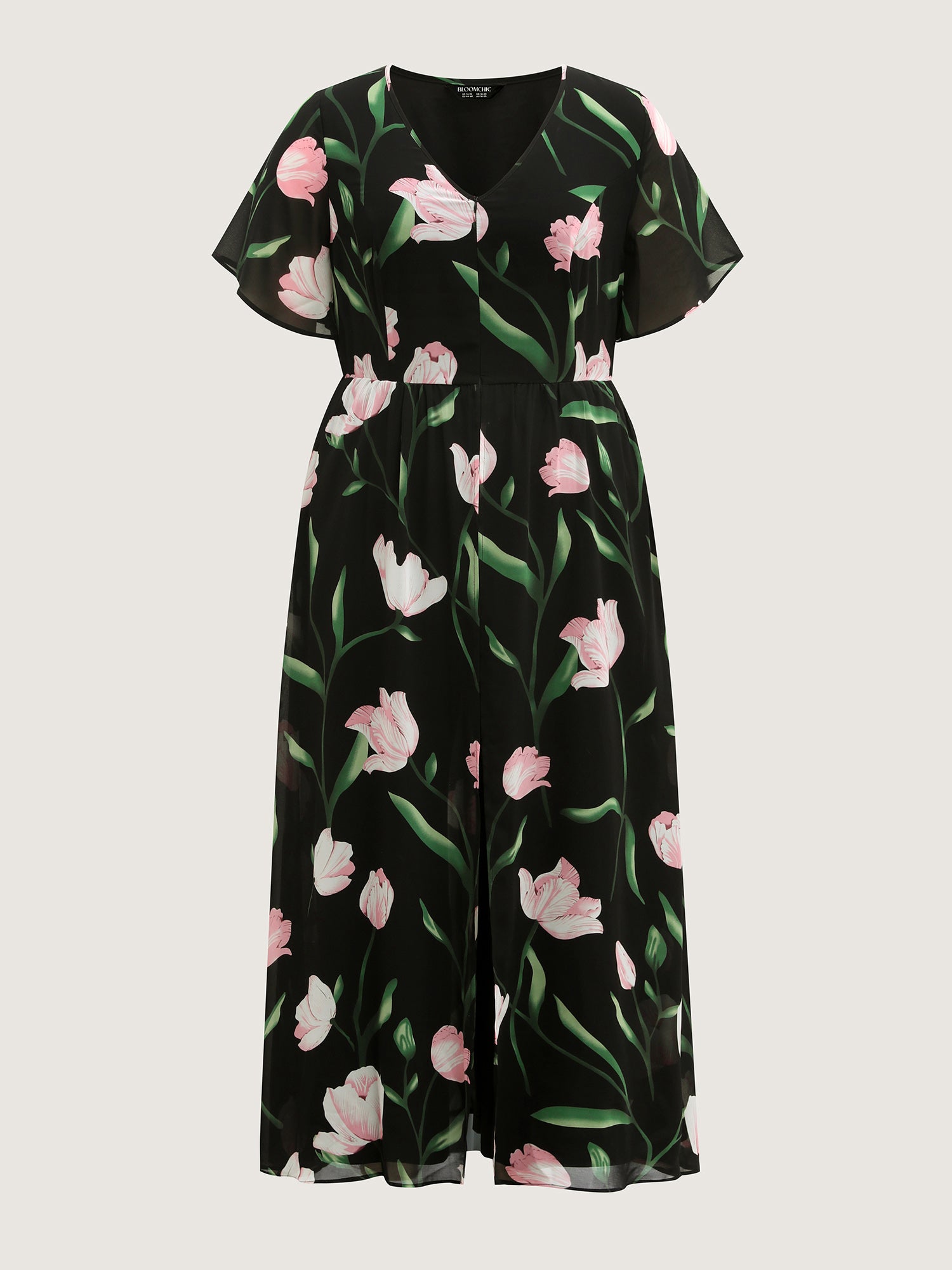 Hidden Zipper Floral Layered Pockets Jumpsuit-Sweetccc