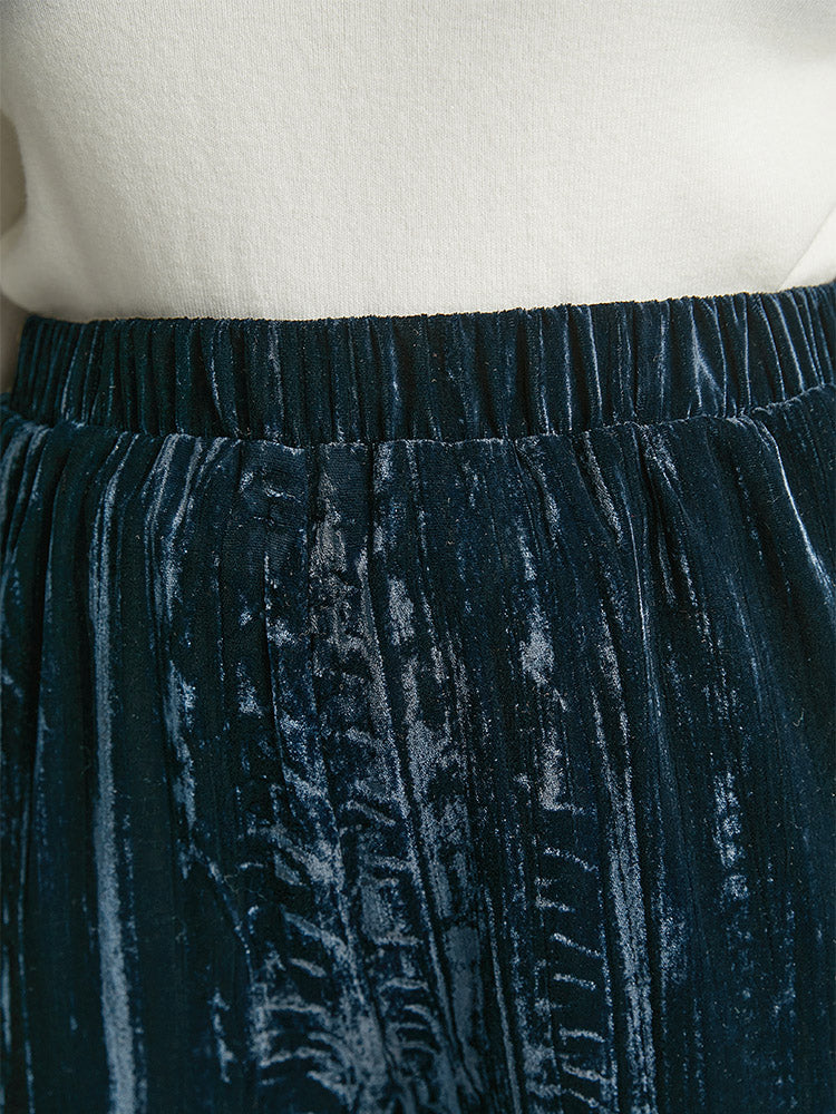 Velvet Elastic Waist Pocket Straight Leg Pants-Sweetccc