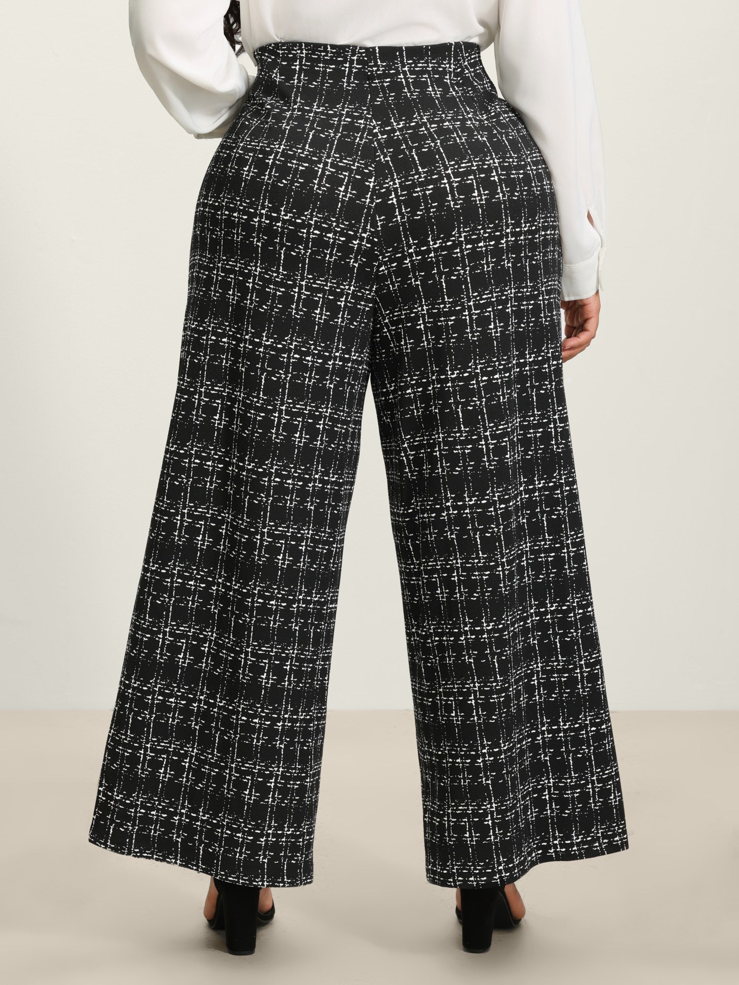 Tweed Texture Wide-Leg Pants-Sweetccc
