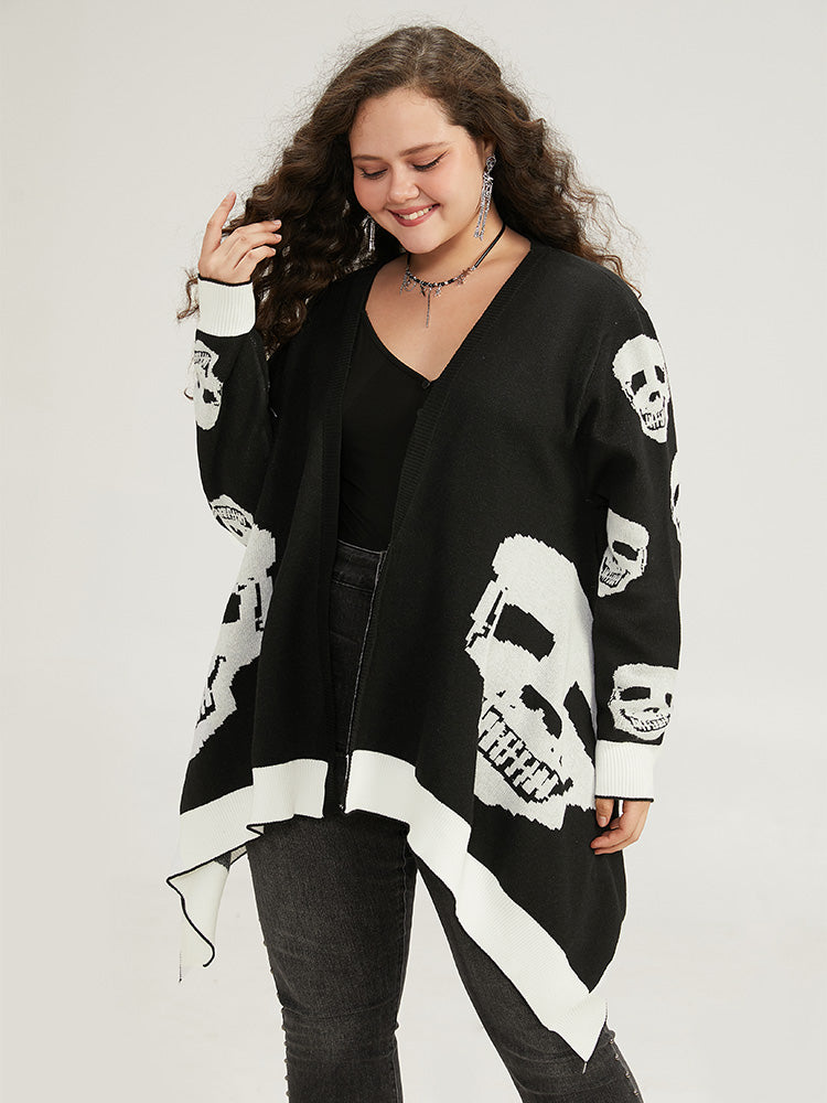 Supersoft Essentials Halloween Skull Asymmetrical Hem Cardigan-Sweetccc