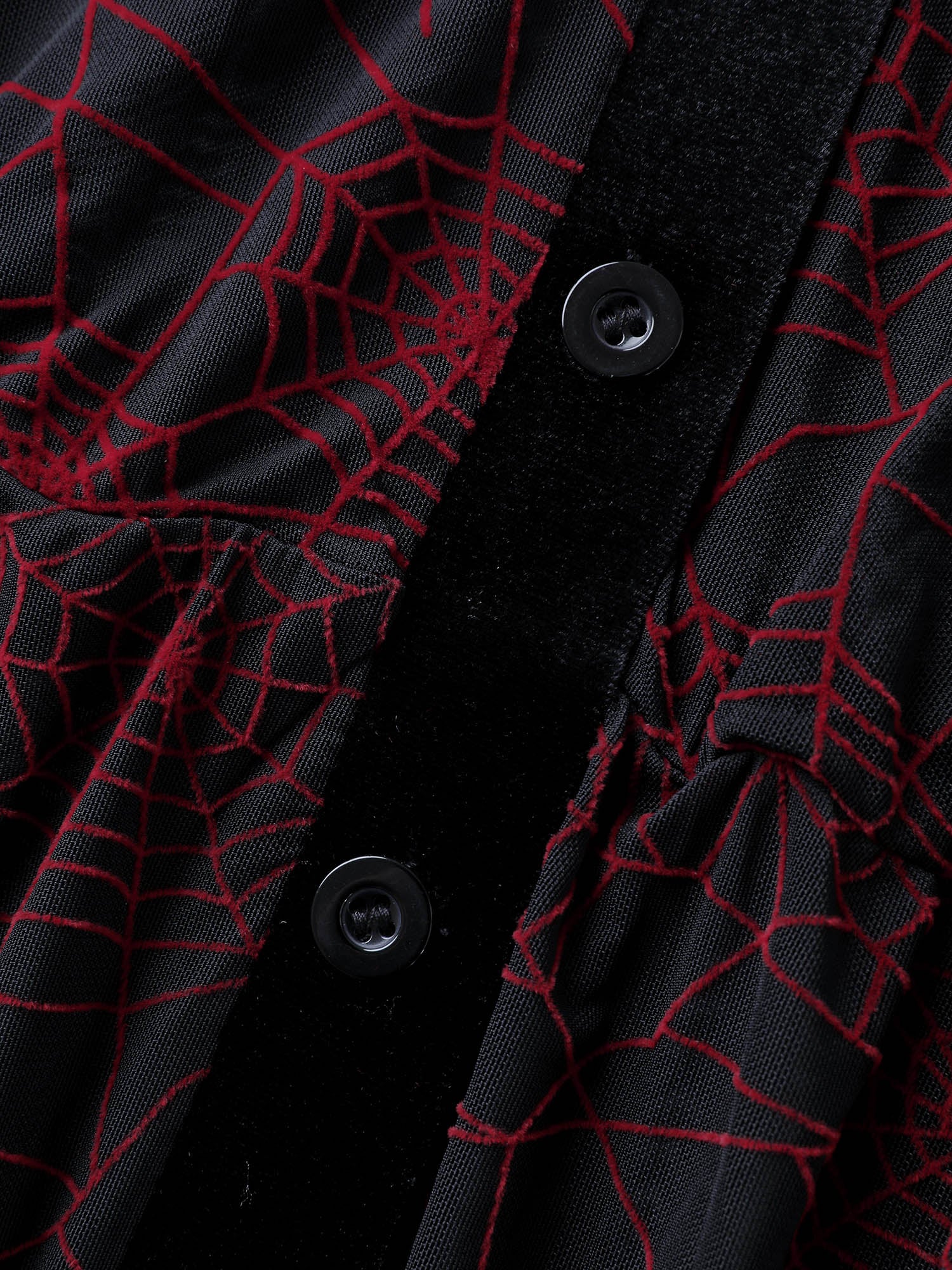 Spiderweb Halloween Flocked Contrast Top-Sweetccc