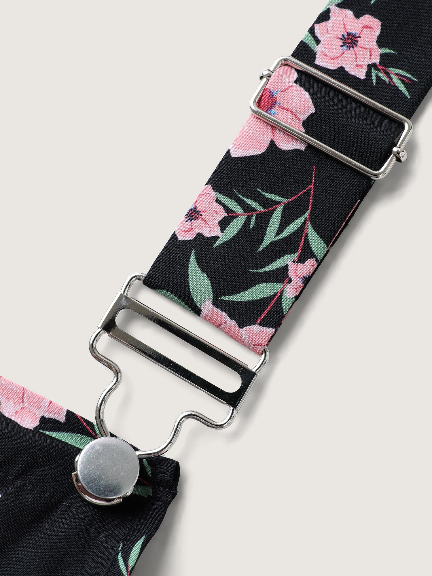 Floral Print Overall Straps Stretchy Romper-Sweetccc