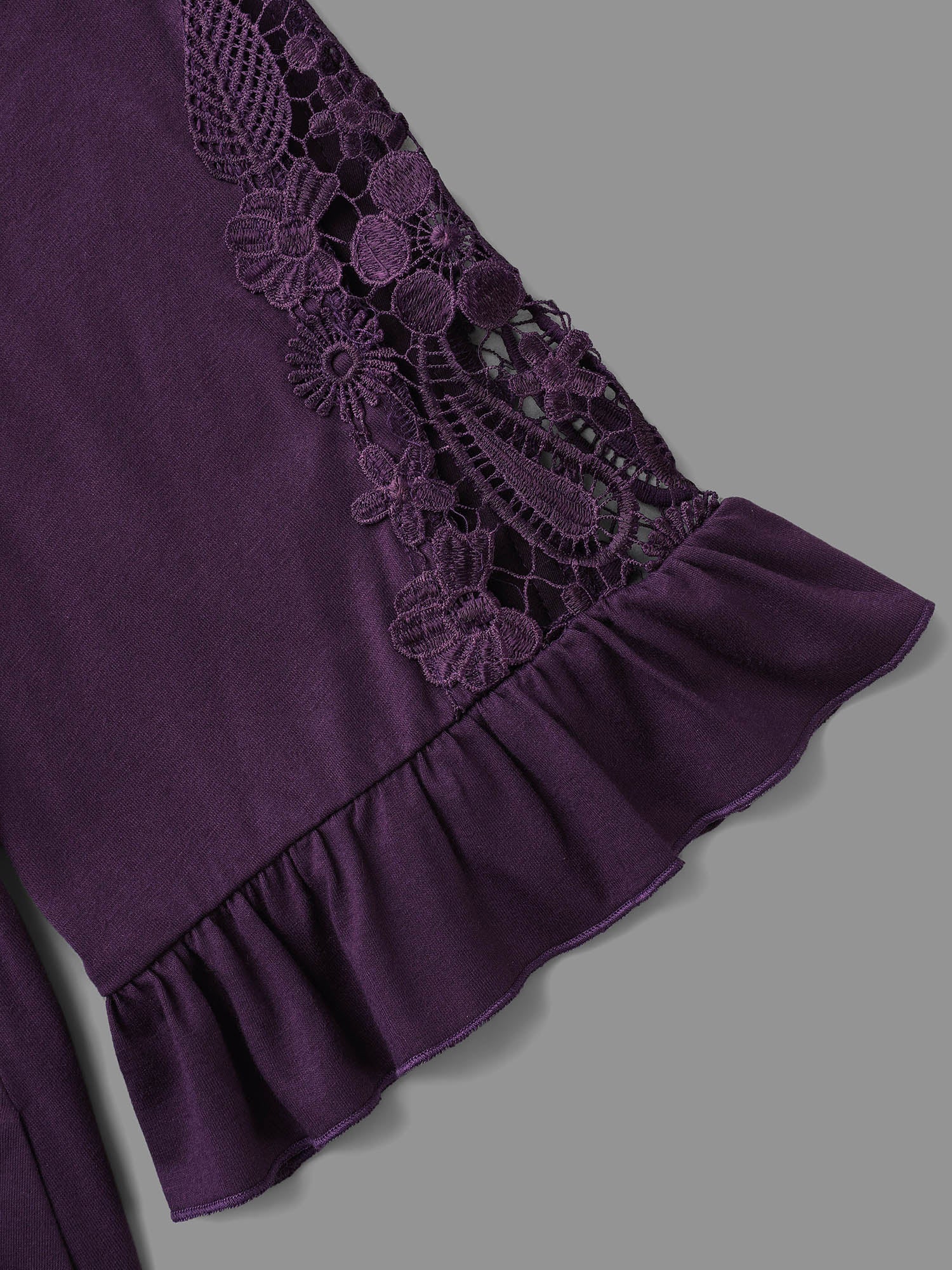 V Neck Plain Crochet Lace Mesh Dress-Sweetccc