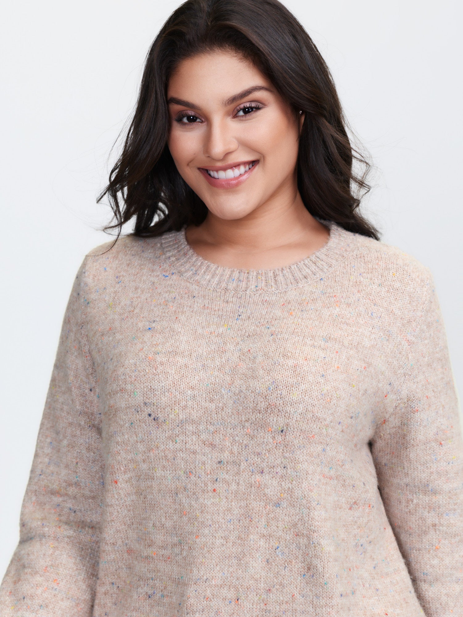 Heather Crewneck Ribbed Hem Pullover-Sweetccc