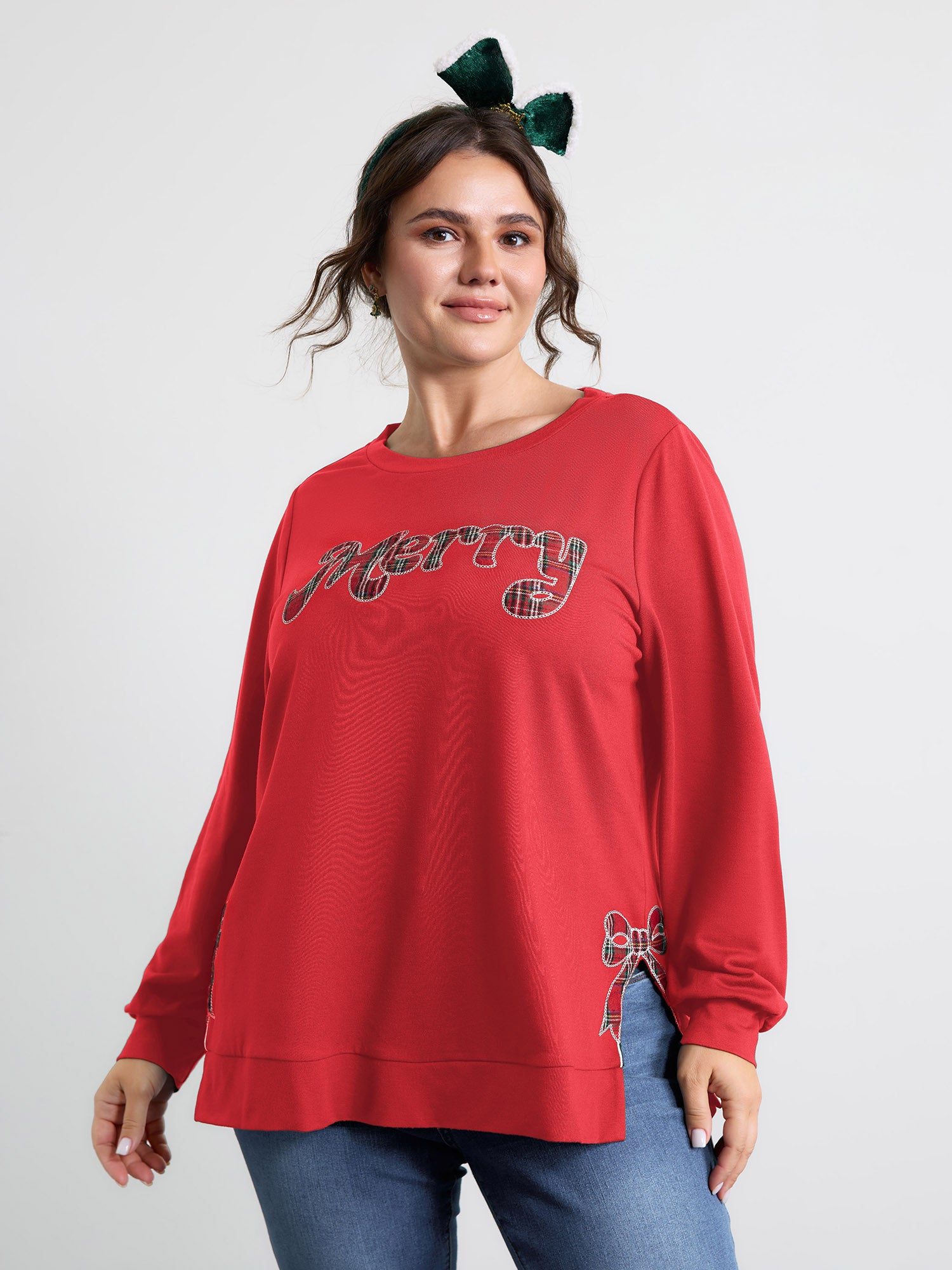 Merry Applique Embroidery Sweatshirt-Sweetccc
