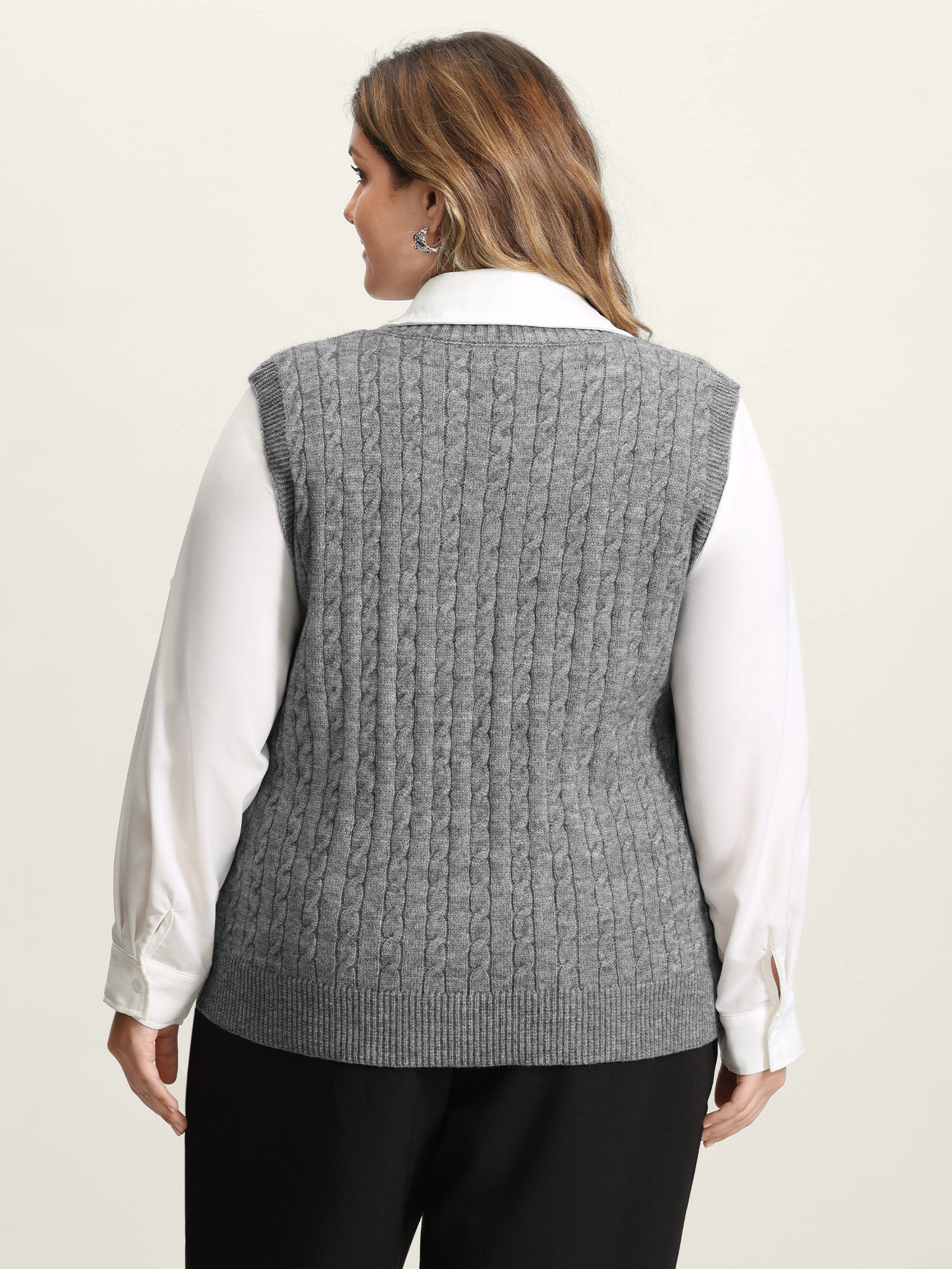 Textured V-Neck Sweater Vest-Sweetccc