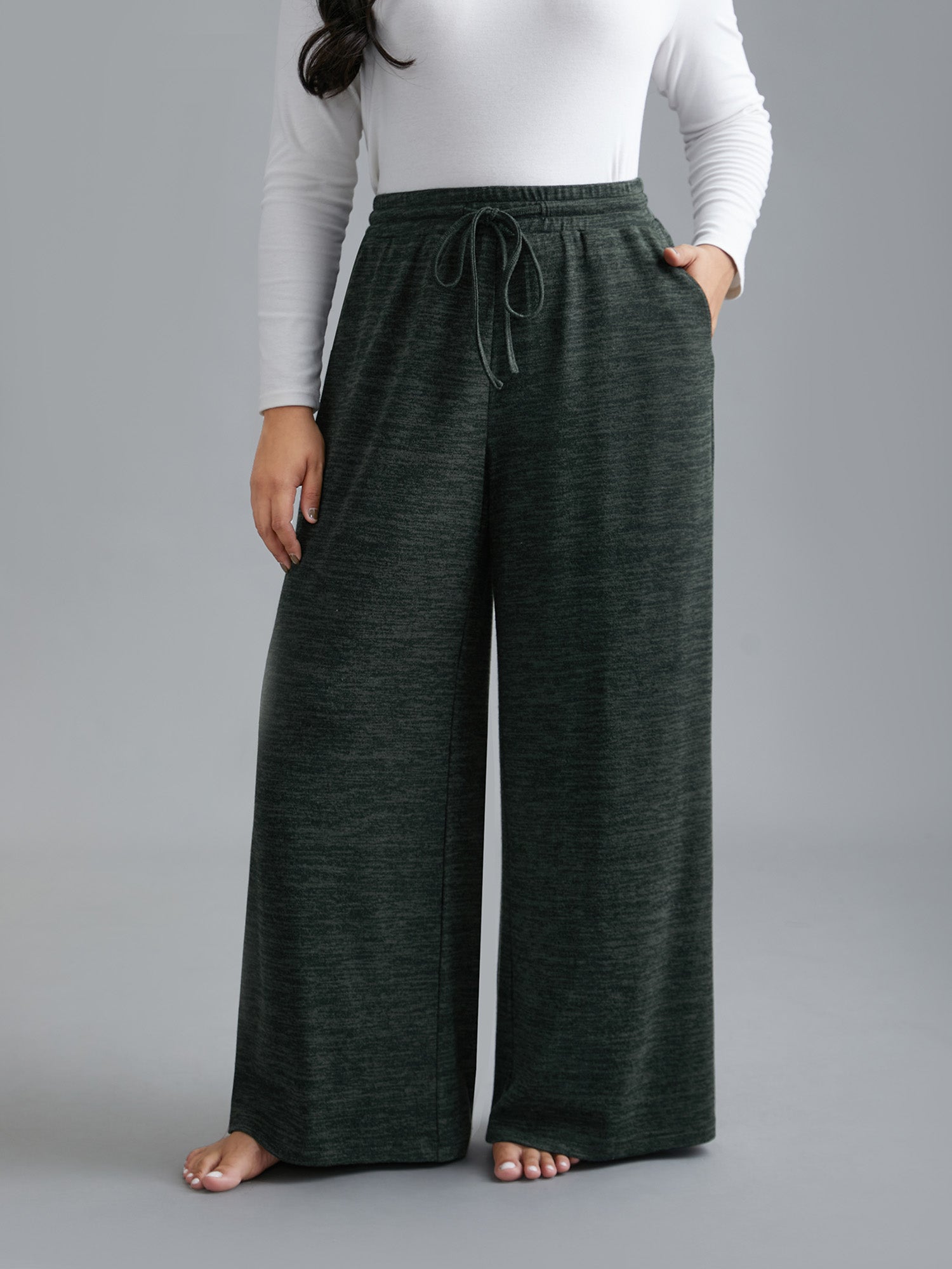 Heather Drawstring Loose Lounge Bottoms-Sweetccc