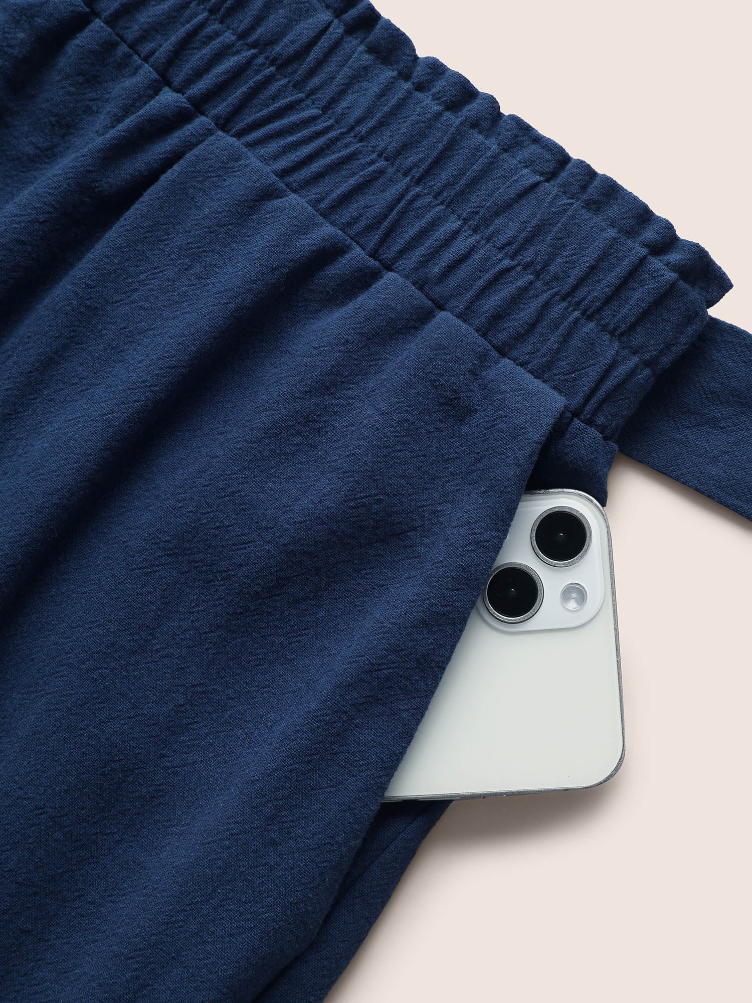 Paperbag Waist Tie Knot Roll Hem Shorts-Sweetccc