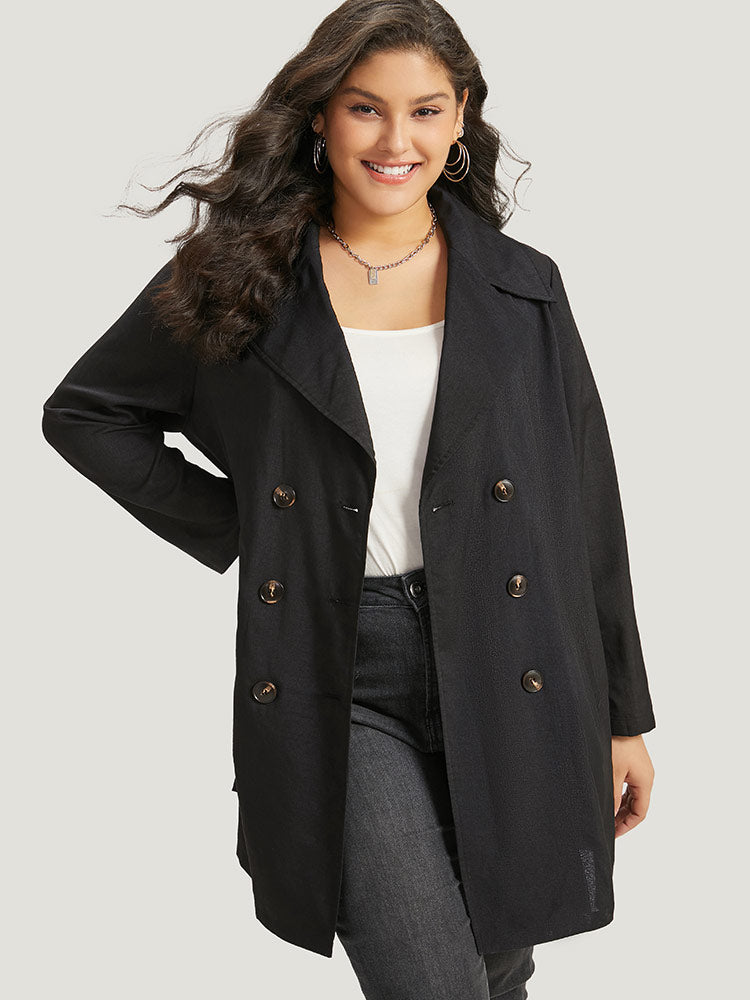 Halloween Solid Lapel Collar Double Breasted Pocket Coat-Sweetccc