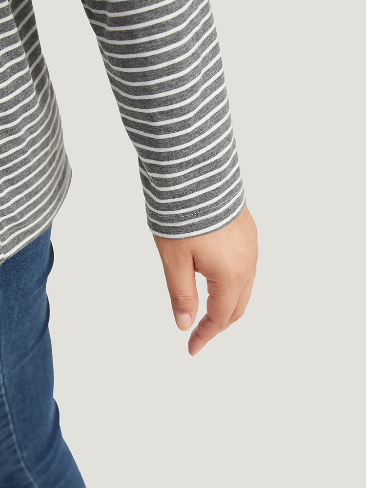 Striped Patchwork Crew Neck Raglan Sleeve T-shirt-Sweetccc