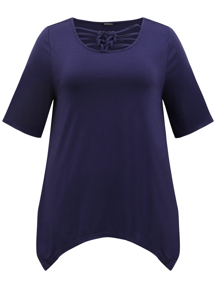 Halloween Plain Crisscross Knot Hanky Hem T-shirt-Sweetccc