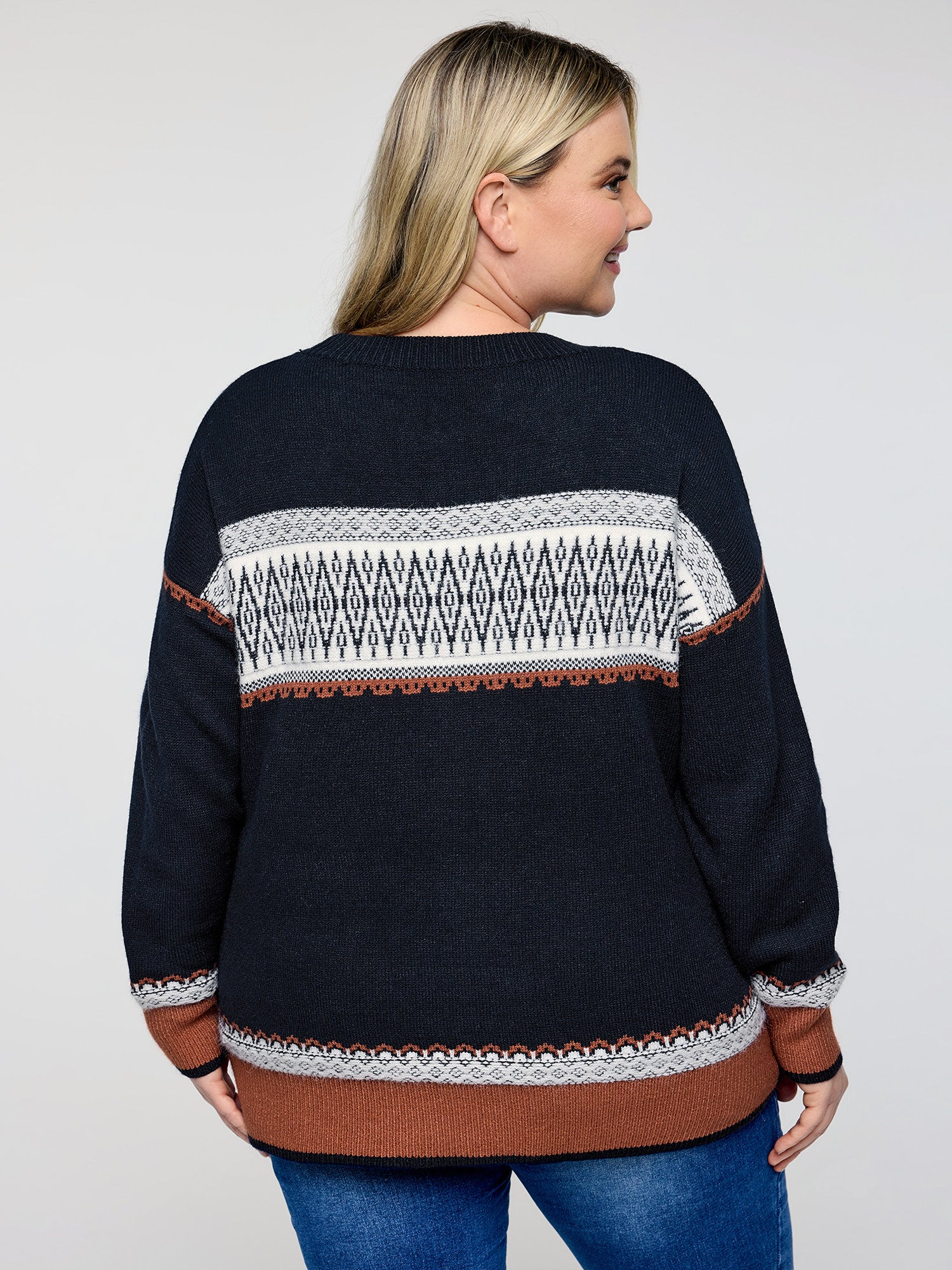 Supersoft Super Stretchy Geometric Stripe Pullover-Sweetccc