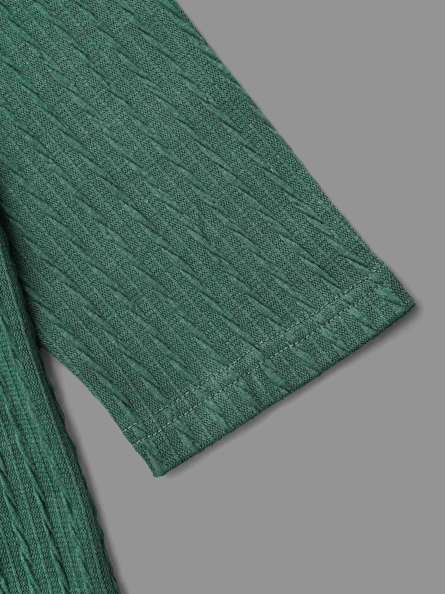 Textured Elastic Raglan Sleeves T-shirt-Sweetccc