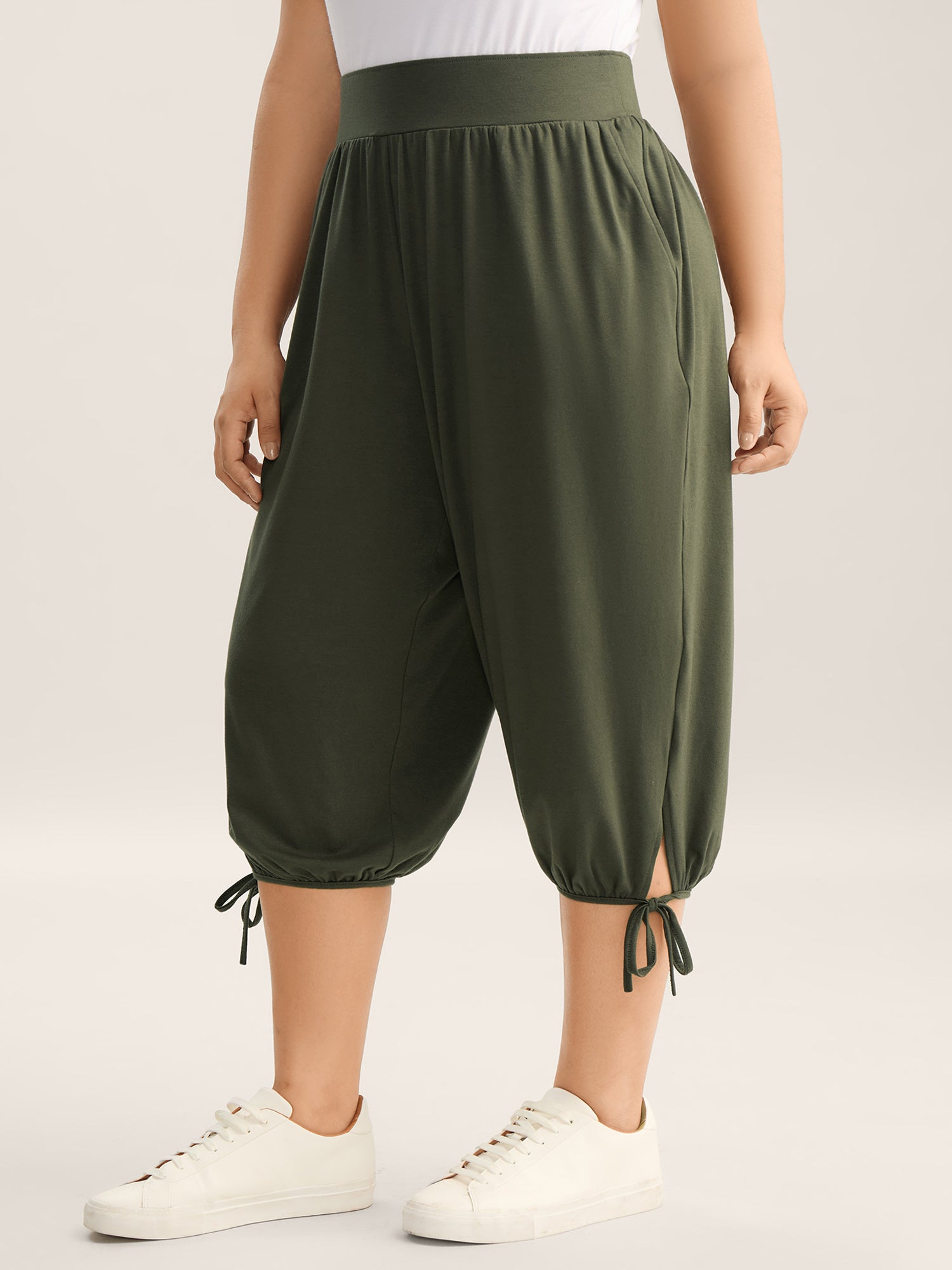 Keyhole Hem Ties Jogger Pants-Sweetccc