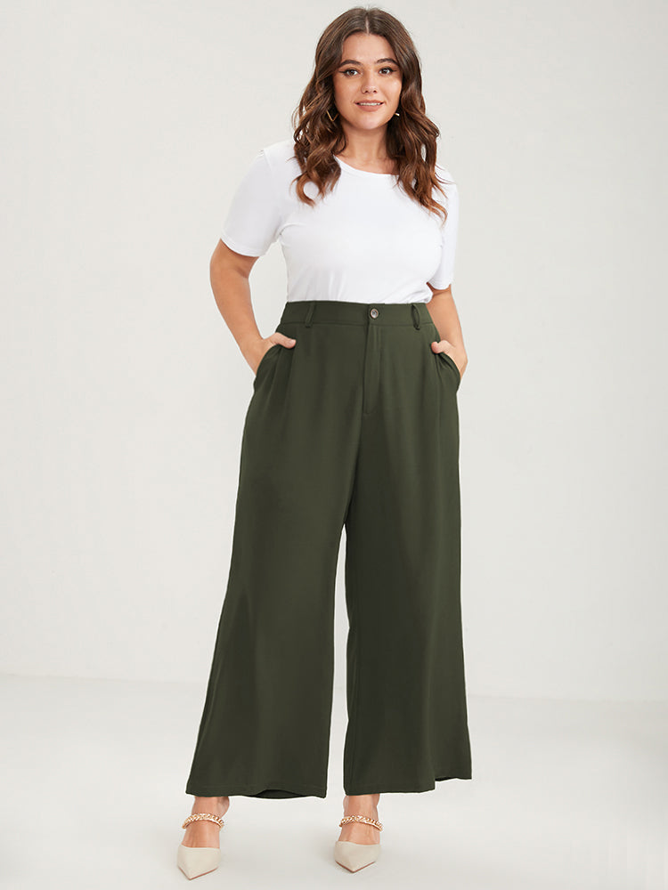 Solid Pocket Wide Leg Pants-Sweetccc