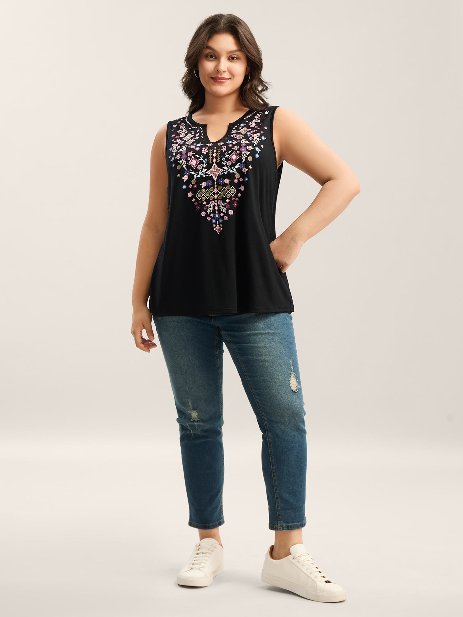 Stretchy Boho Print Tank Top-Sweetccc