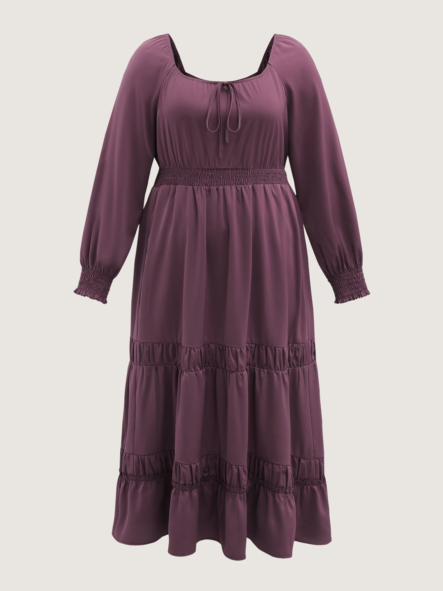 Lotus Leaf Shirred Waist Pockets Maxi Dress-Sweetccc