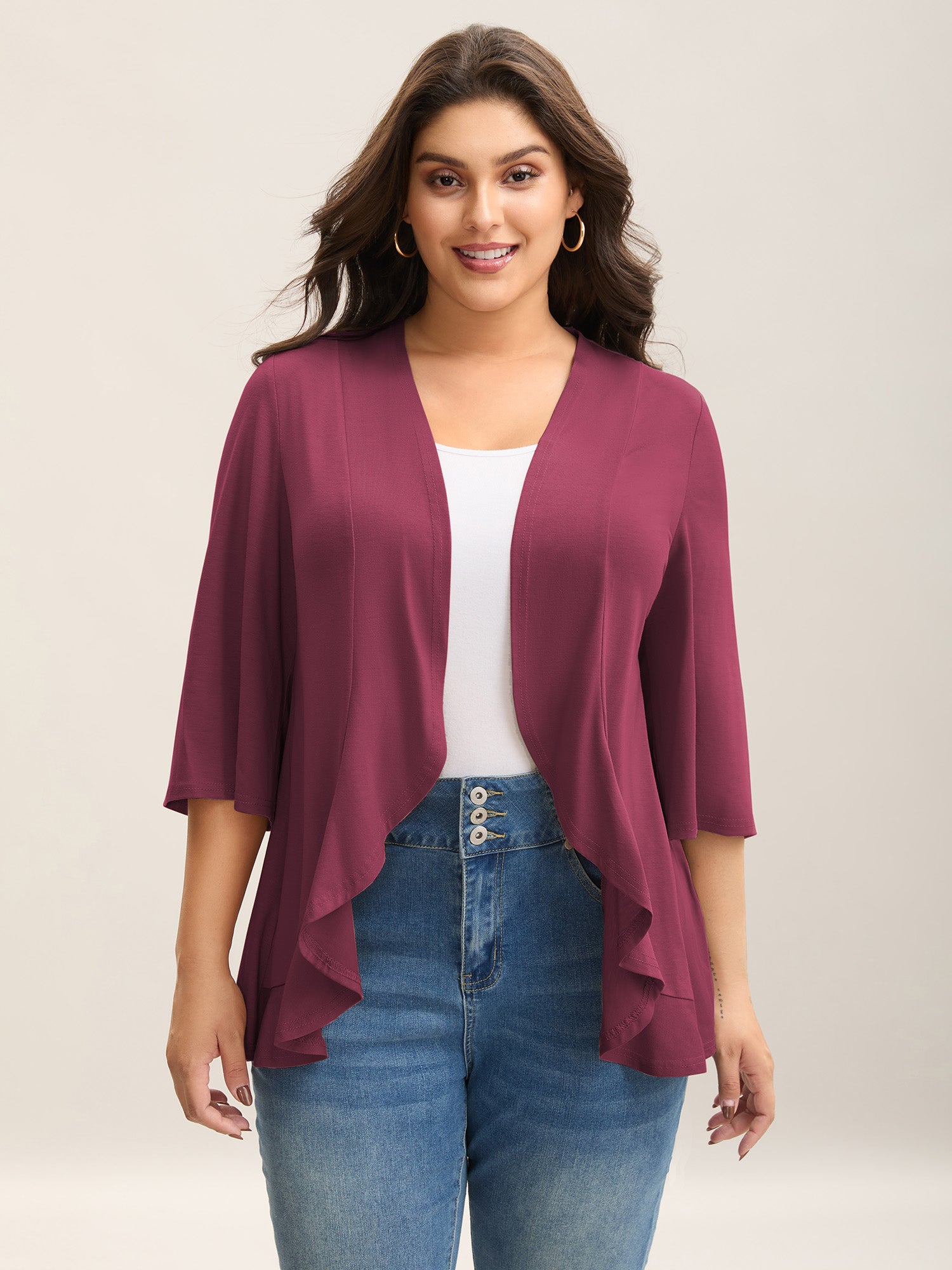 Lotus Hem Curvy Kimono Cover-Up-Sweetccc