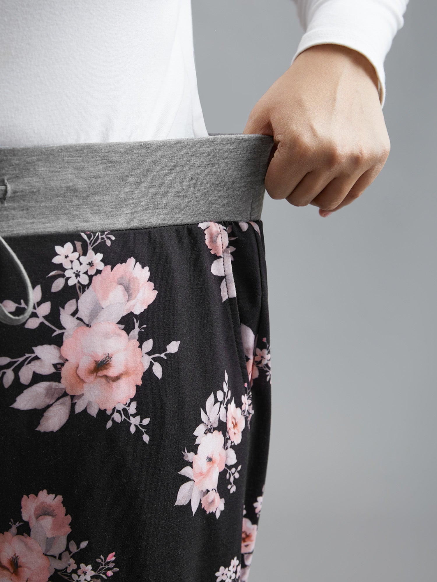 Floral Contrast Waist Lounge Bottoms-Sweetccc