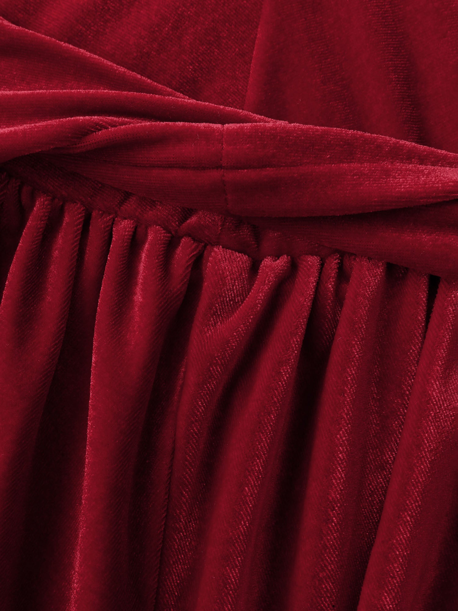 Velvet Twisted Waist Stretchy Knee-Length Dress-Sweetccc