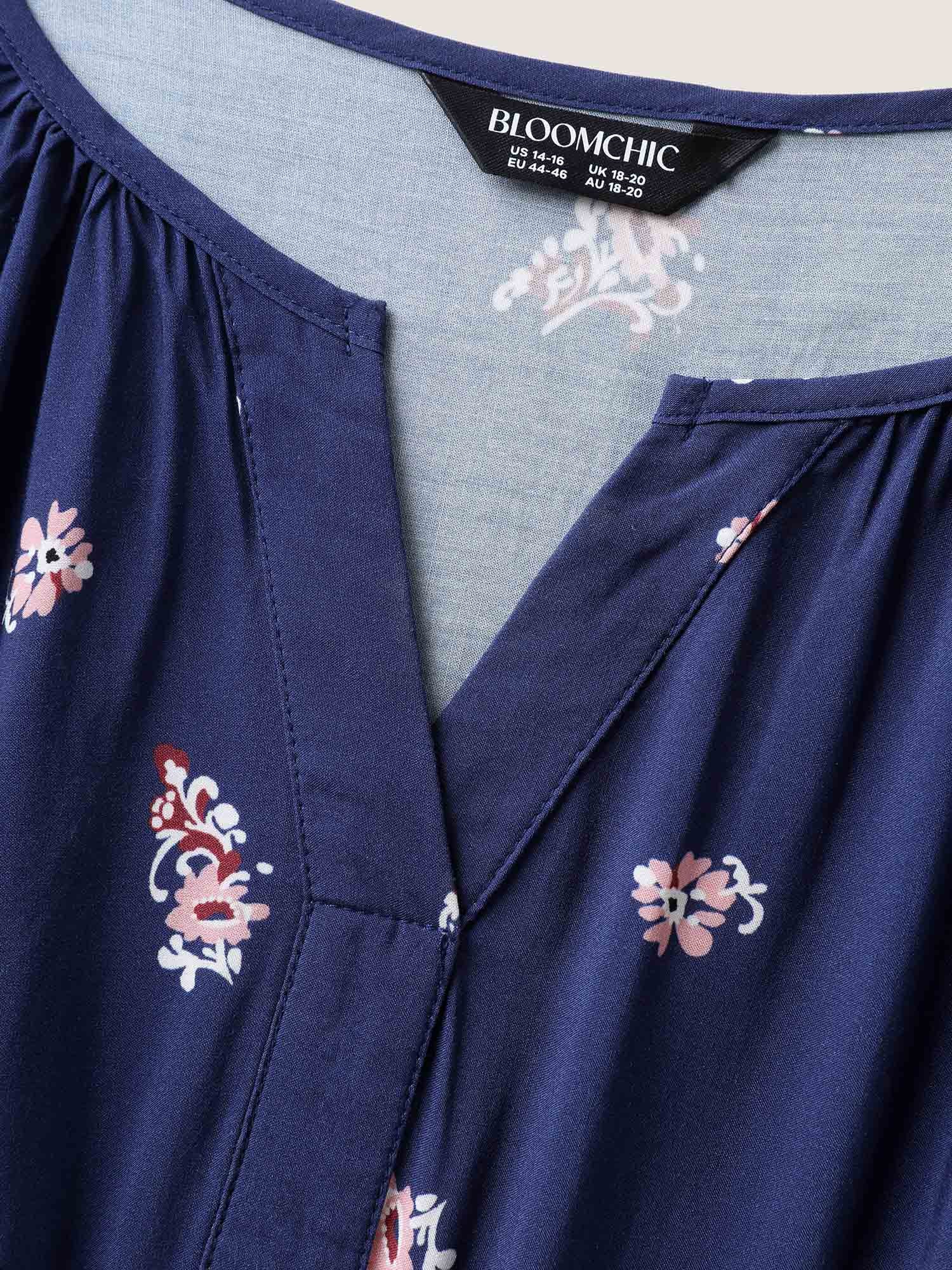 Paisley Print Shirred Waist Midi Dress-Sweetccc