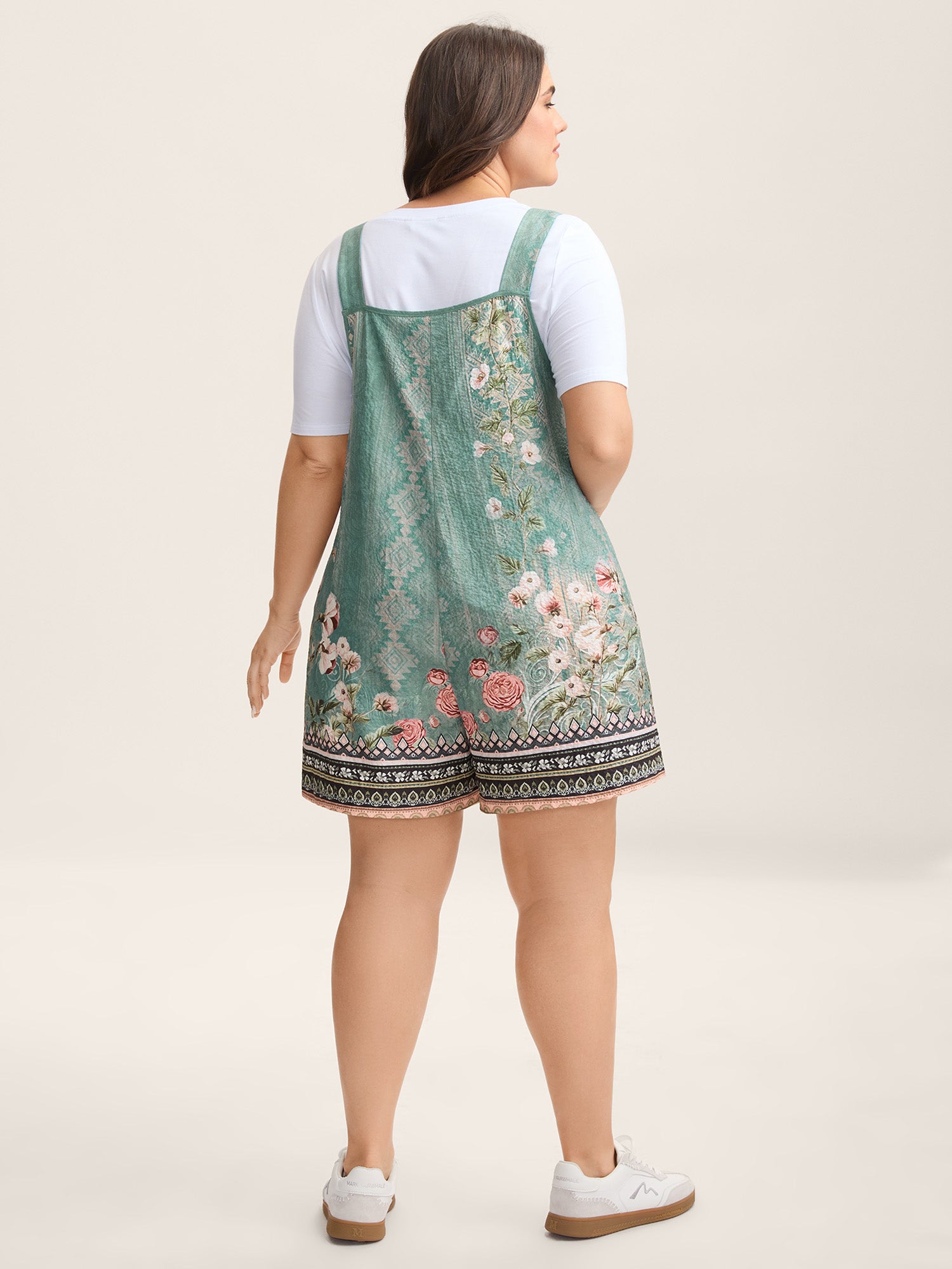 Floral Boho Print Overall Straps Romper-Sweetccc