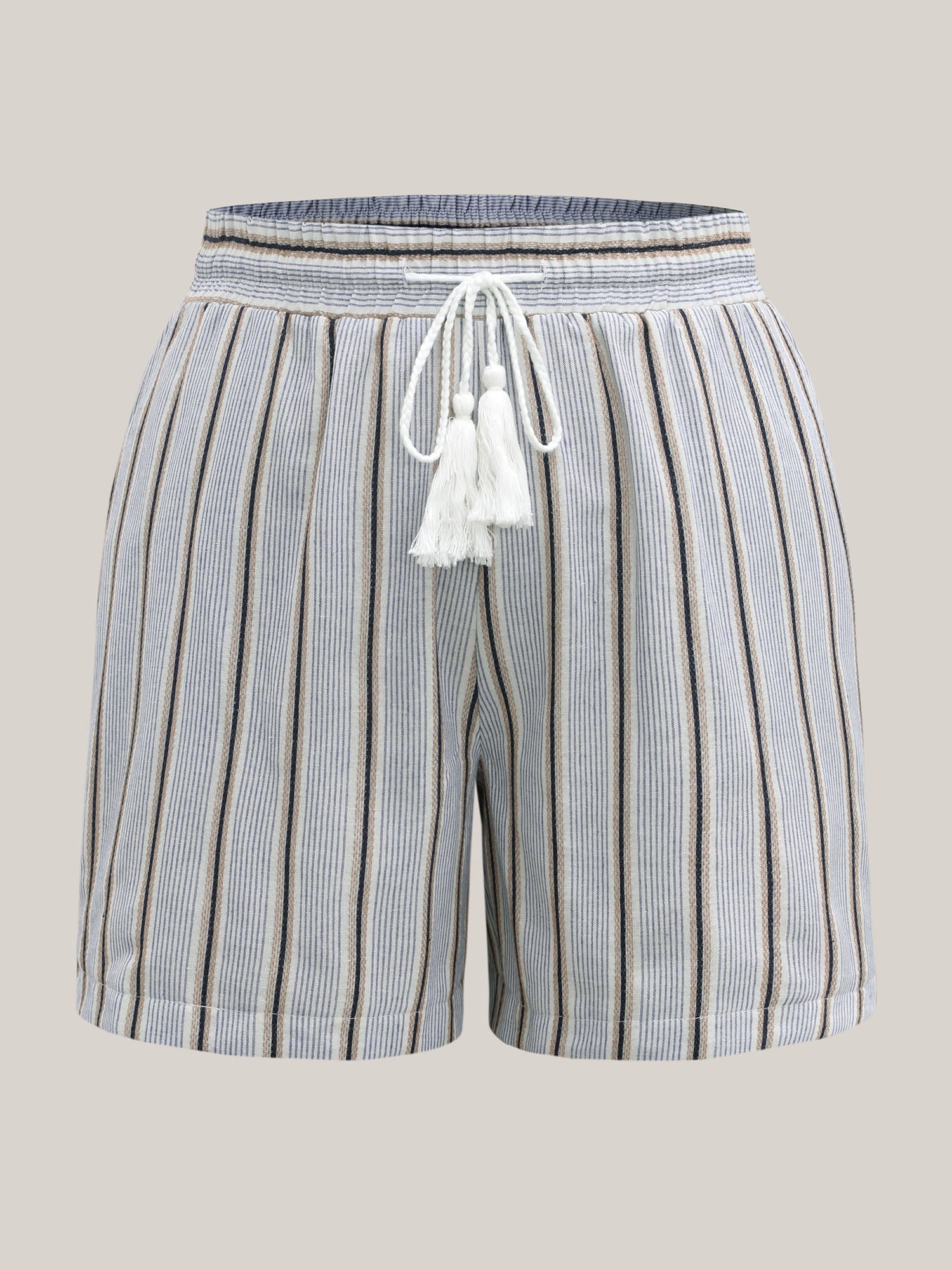 Stripes Tassels Straight-Leg Shorts-Sweetccc