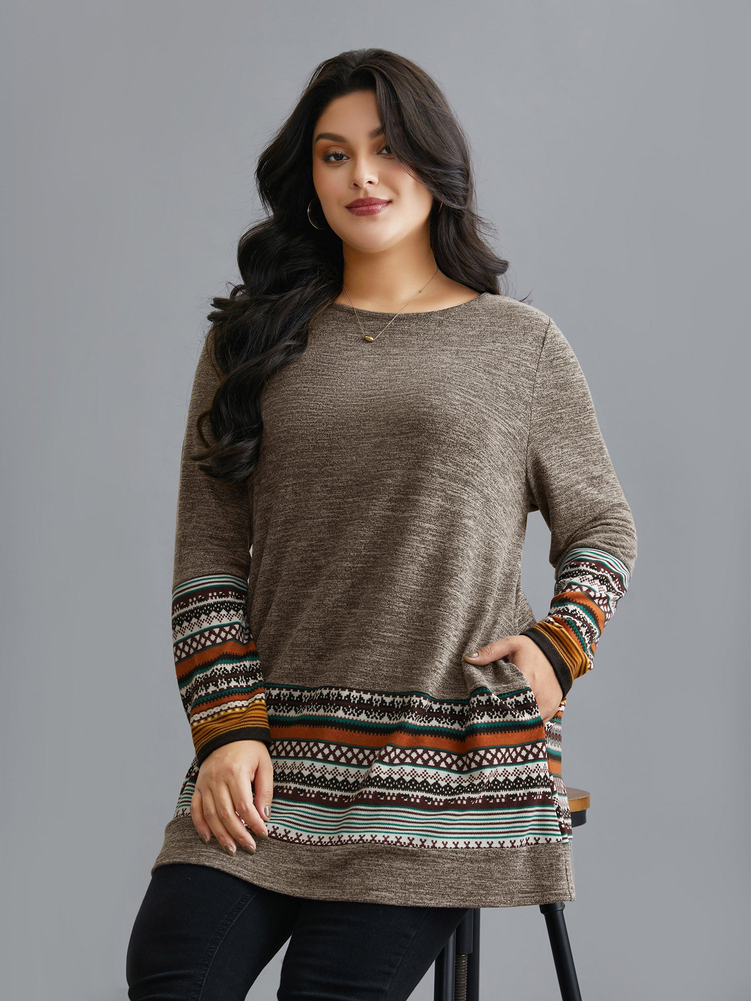 Tunic Boho Print Pocket T-shirt-Sweetccc