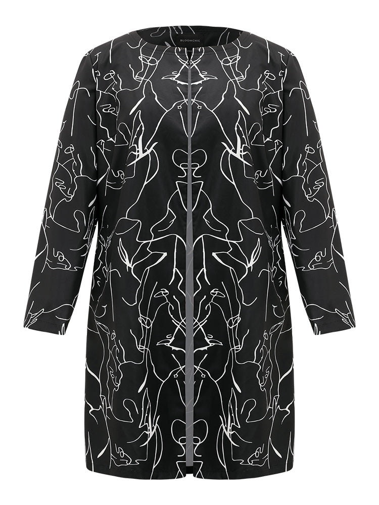Halloween Graffiti Print Open Front Maxi Coat-Sweetccc