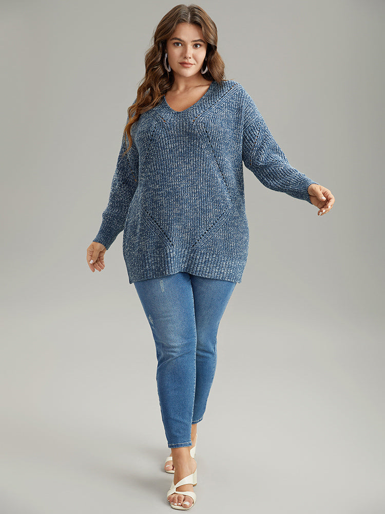 Heather Elastic Cuffs Cut Out Pullover-Sweetccc