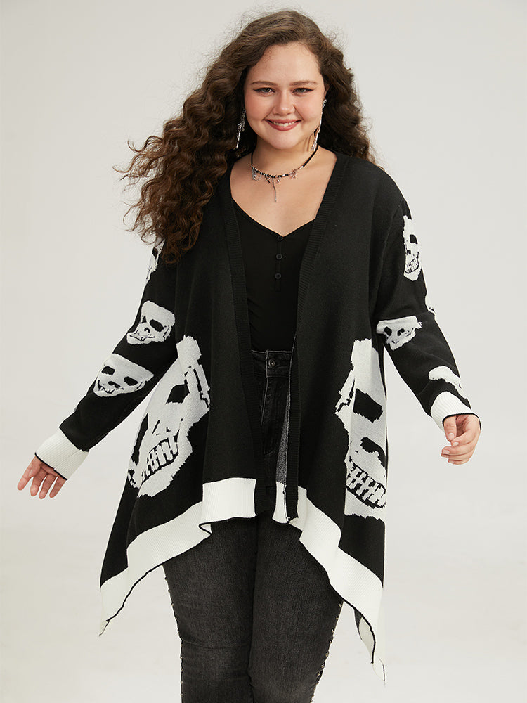 Supersoft Essentials Halloween Skull Asymmetrical Hem Cardigan-Sweetccc