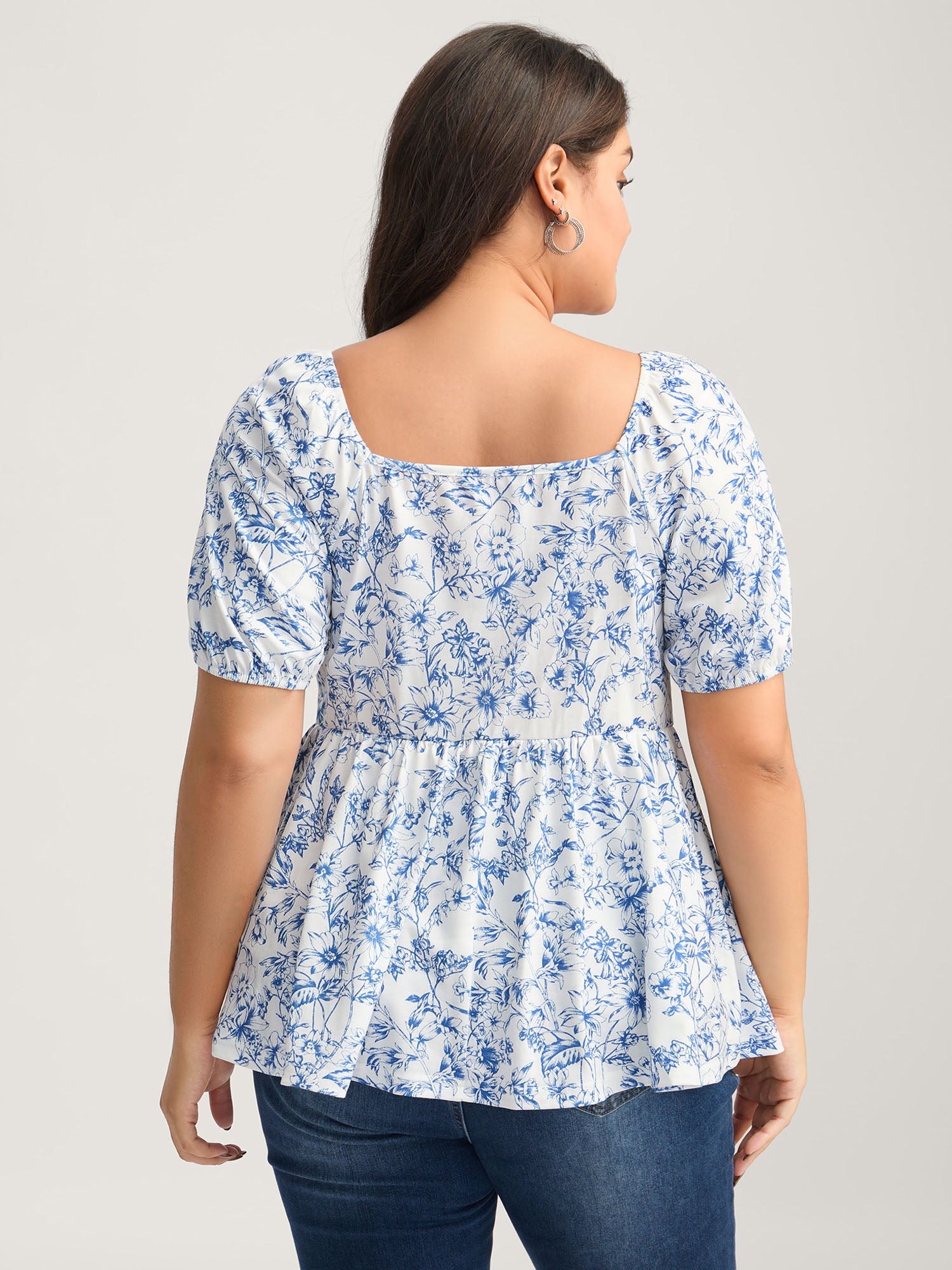 Sweetheart Gathered Bodice Floral Top-Sweetccc