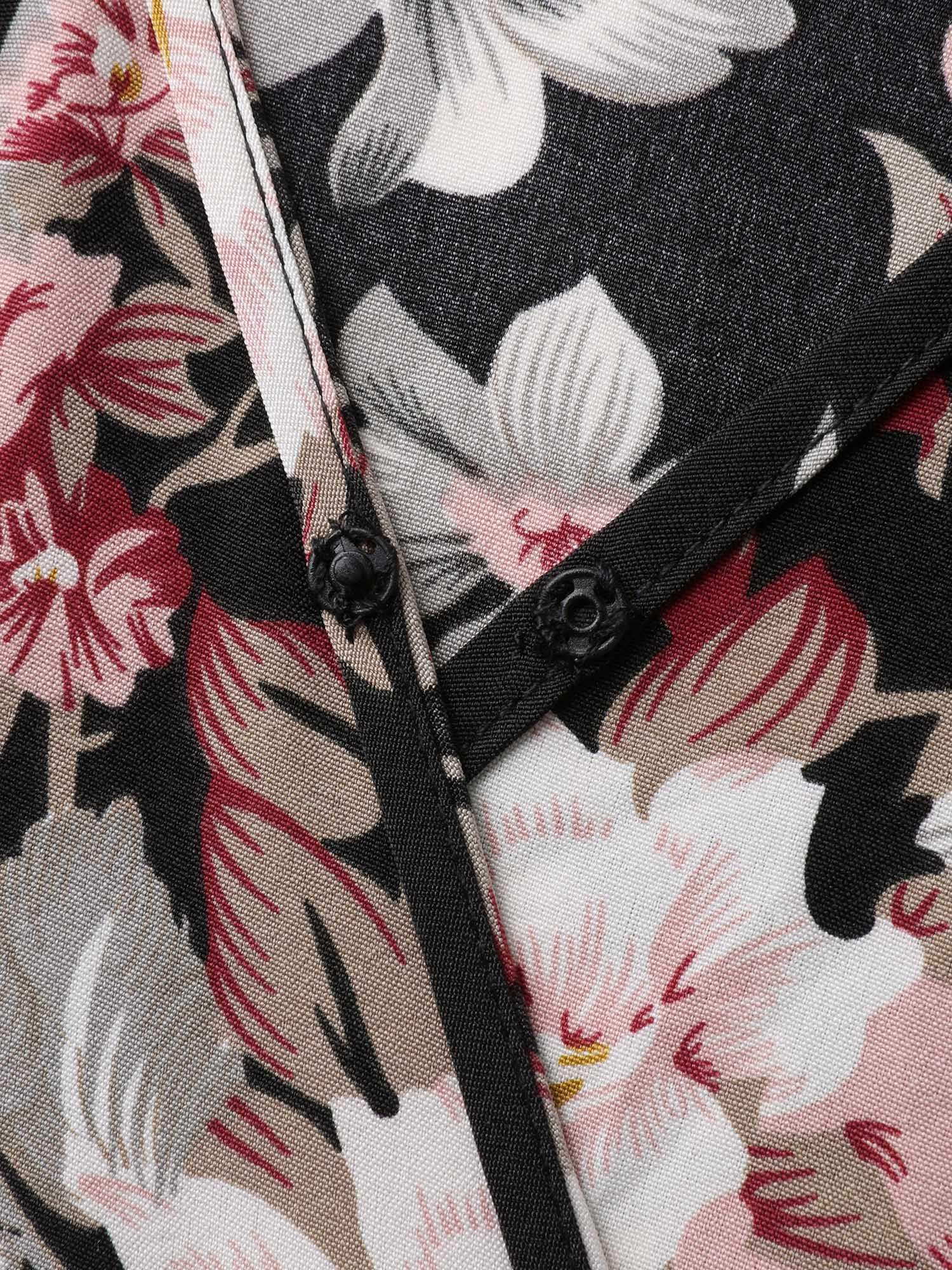 Floral Contrast Belted Wide-Leg Jumpsuit-Sweetccc