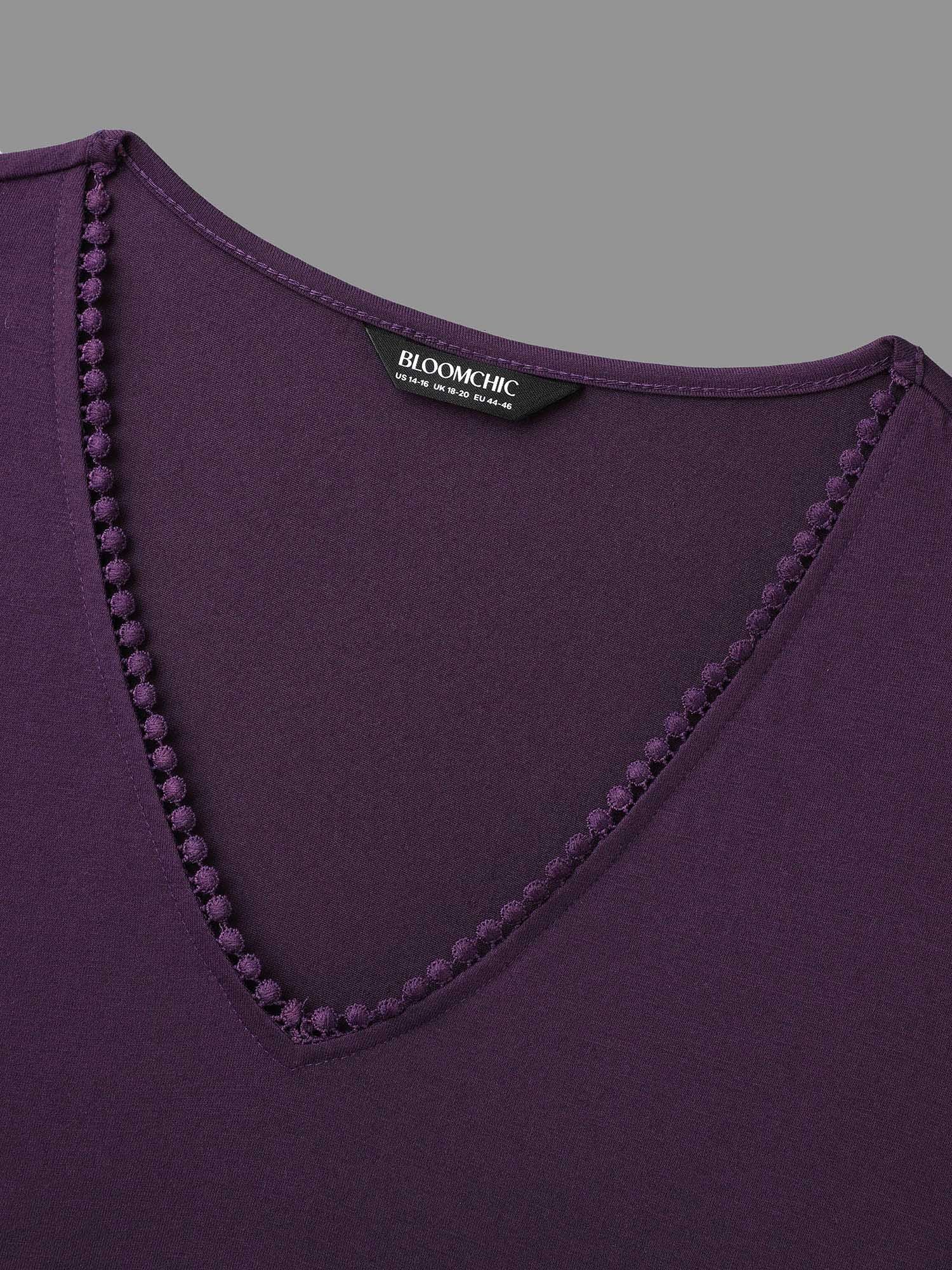 V Neck Plain Crochet Lace Mesh Dress-Sweetccc