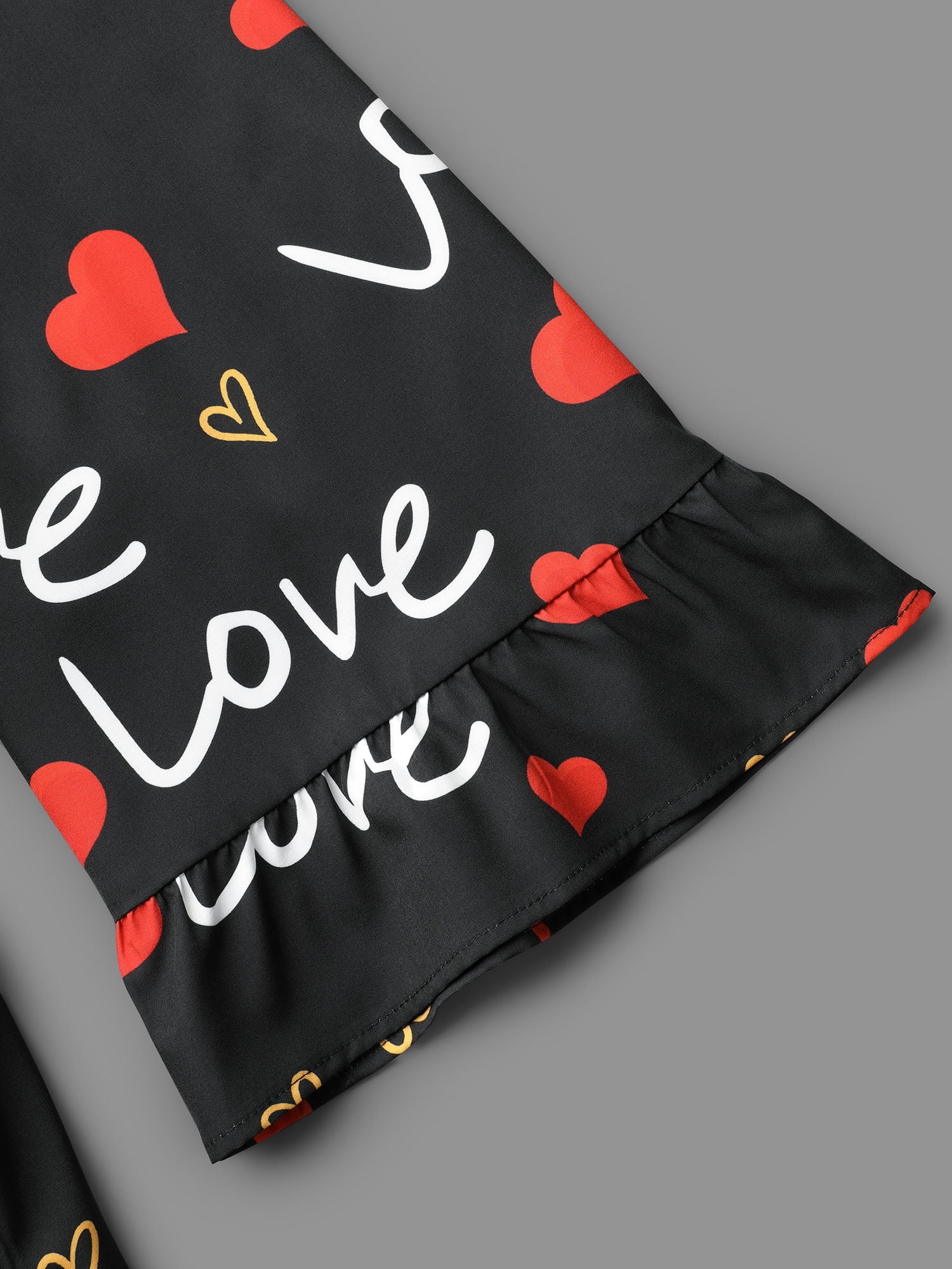 Notched Collar Heart Print Tiered Midi Dress-Sweetccc