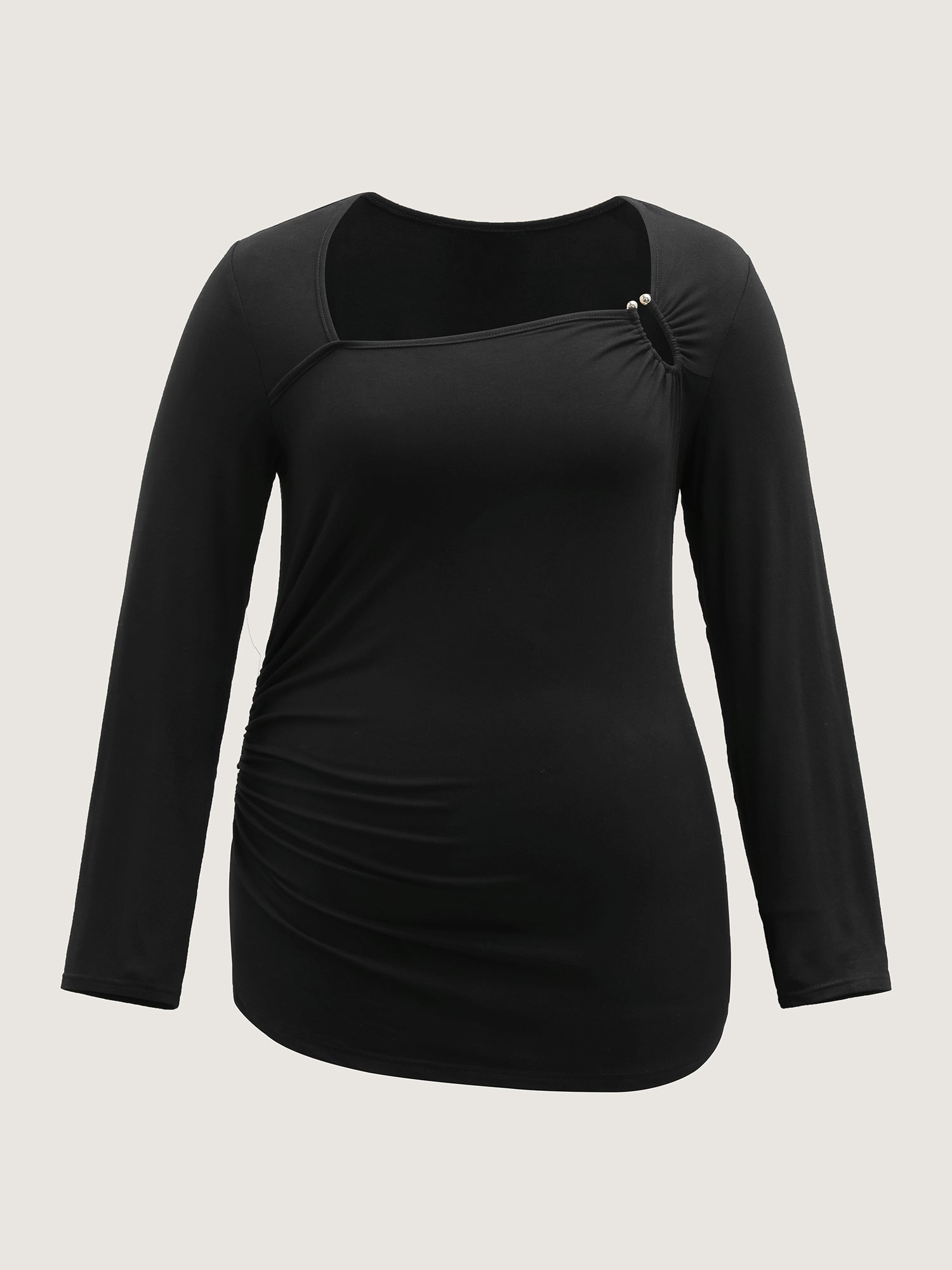 Stretchy Fitted Cut-Out Solid T-Shirt-Sweetccc