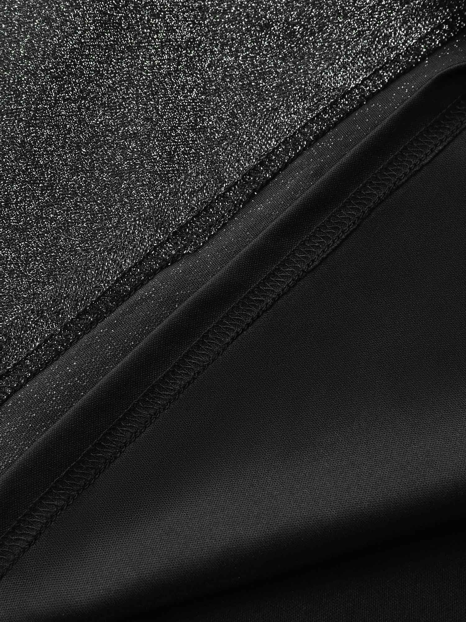 Lurex Pockets Lined Sheer Sleeve Midi Dress-Sweetccc