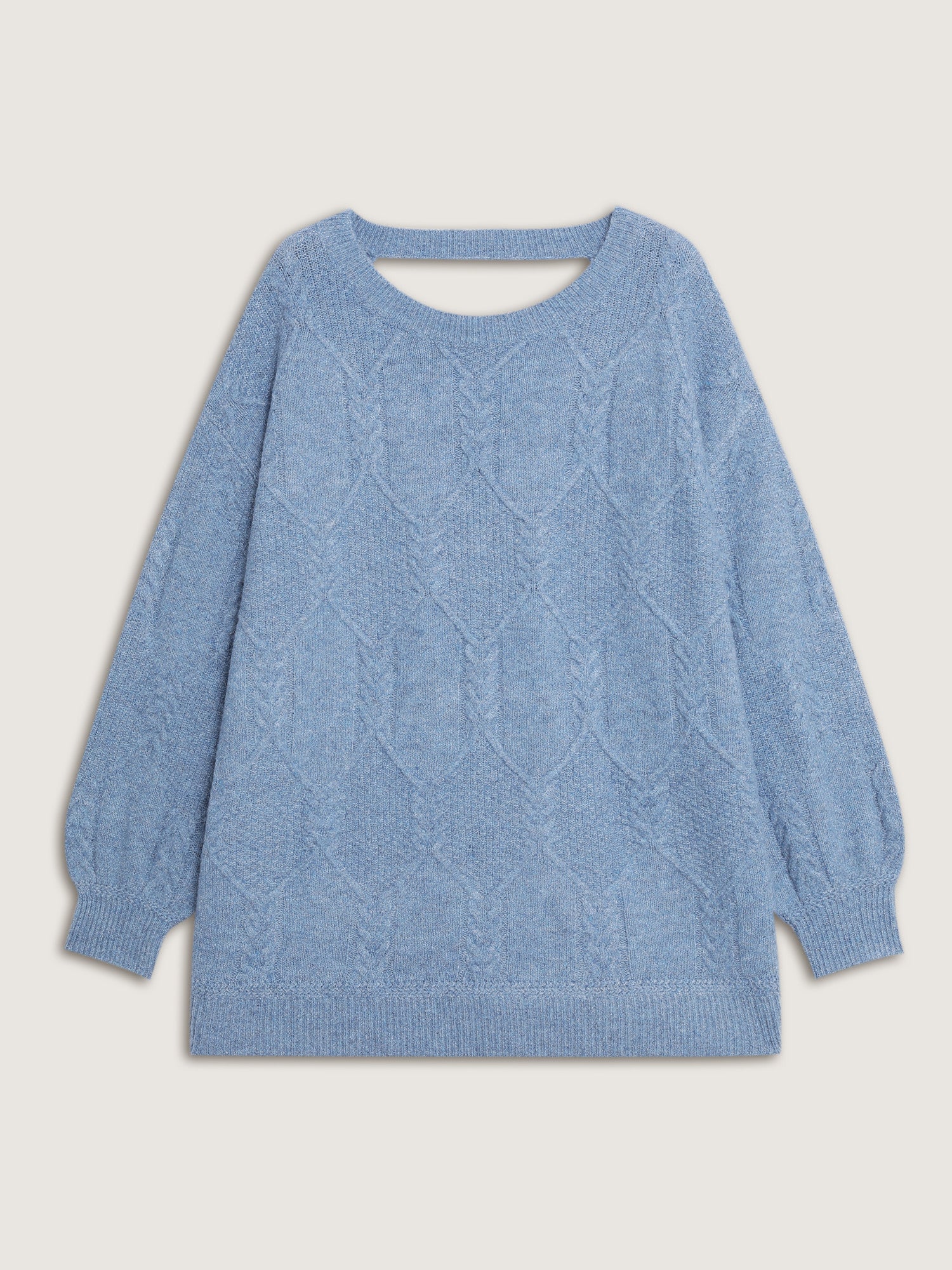 Supersoft Textured Backless Ribbed Hem Pullover-Sweetccc