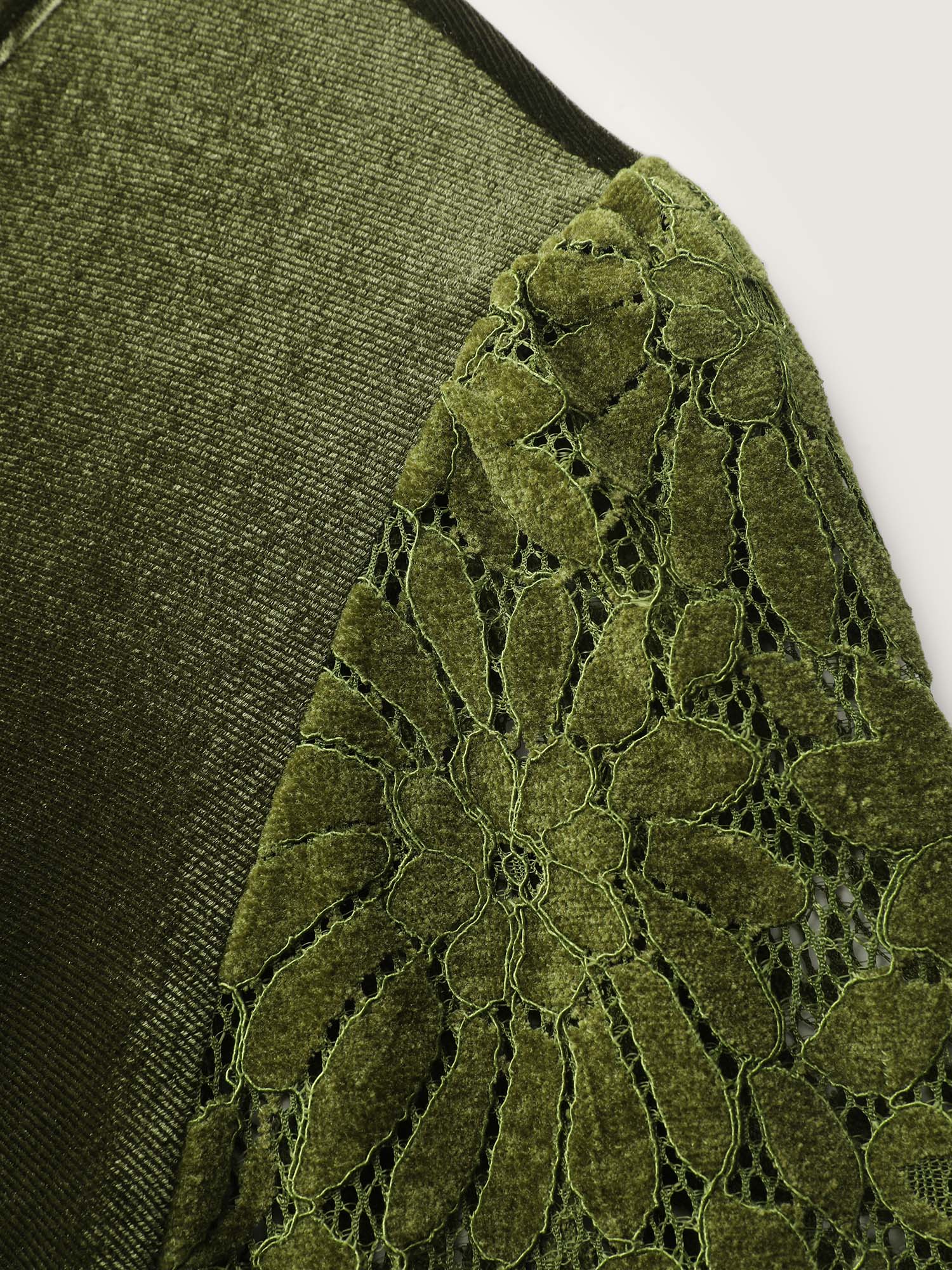 Velvet Stretchy Spliced V-Neck Blouse-Sweetccc