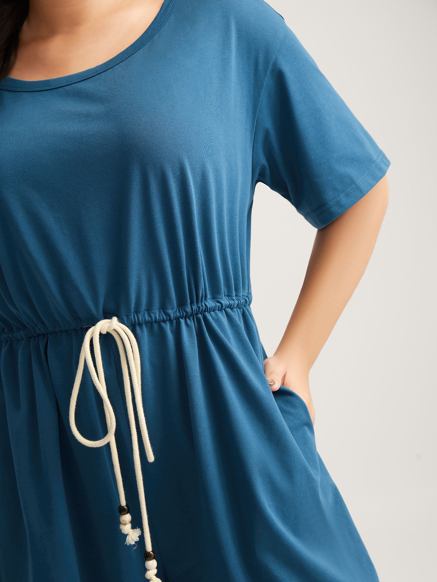 Solid Knit Waist Drawstring Romper-Sweetccc