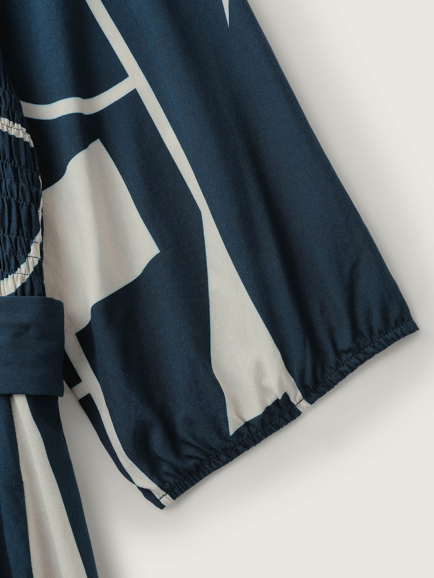 Supersoft Geometrical Print Shirred Bodice Tie Maxi Dress-Sweetccc