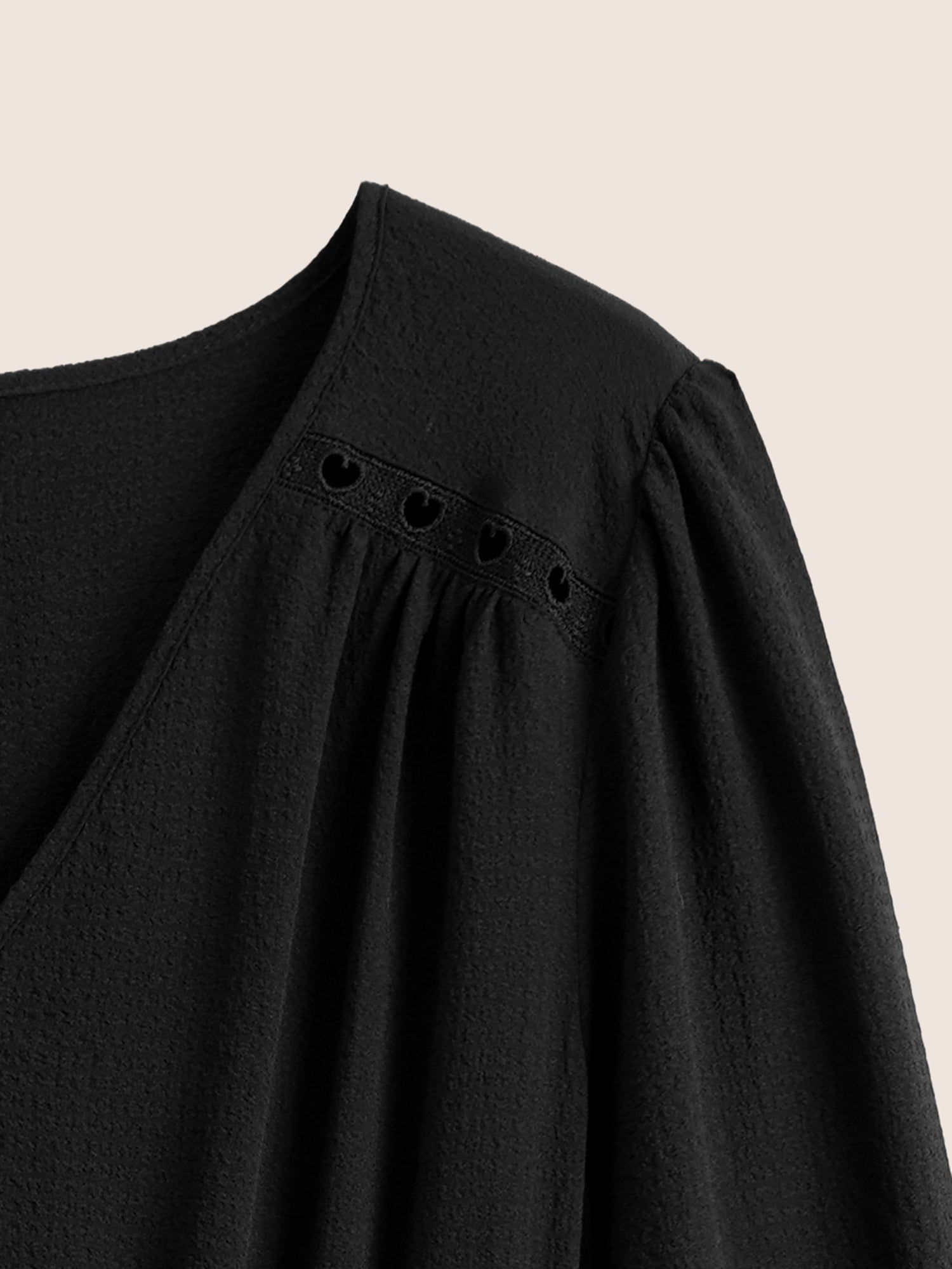 Hollow Out Lantern Sleeve Flutter Layered Hem Dress-Sweetccc