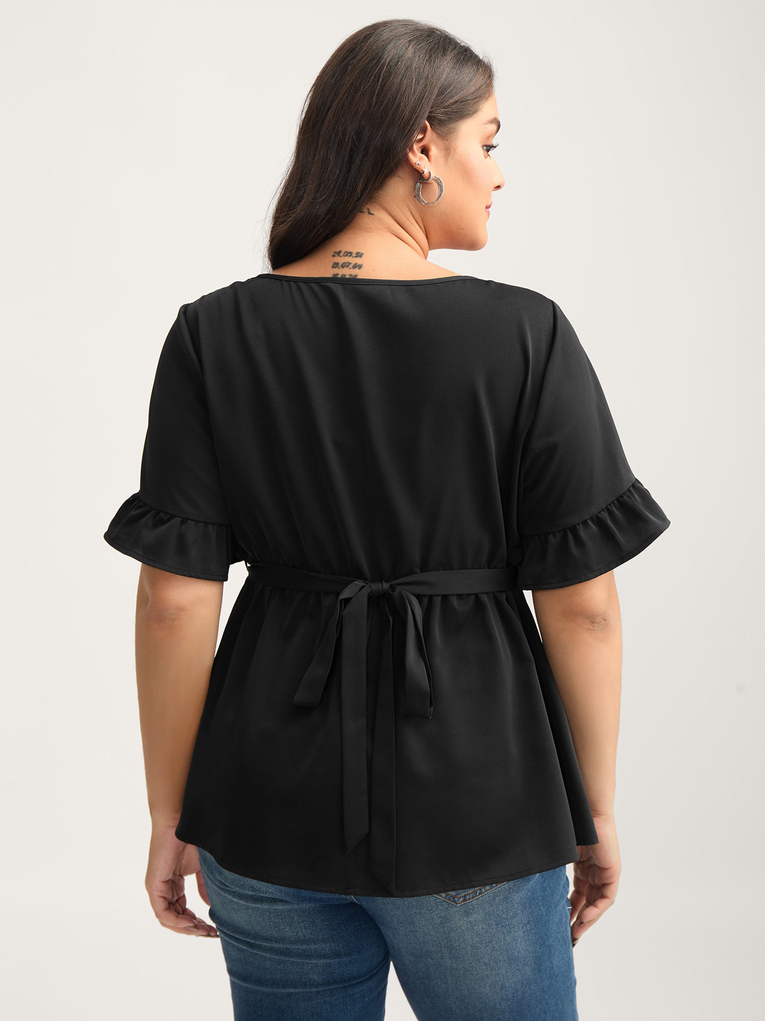 Multiple Rings Buckle Belt Blouse-Sweetccc