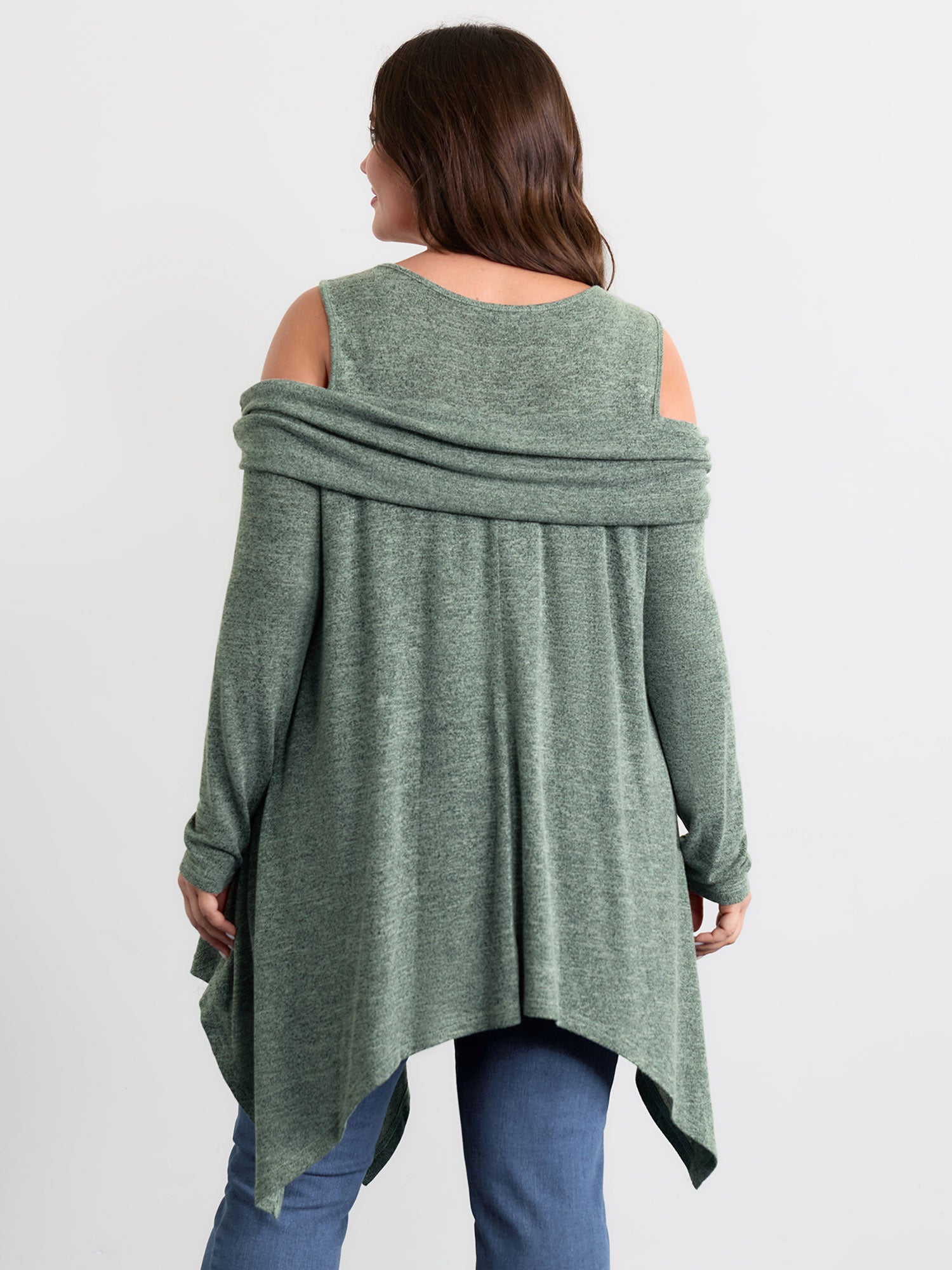 Supersoft Off-Shoulder Pleated Asymmetrical Hem Top-Sweetccc