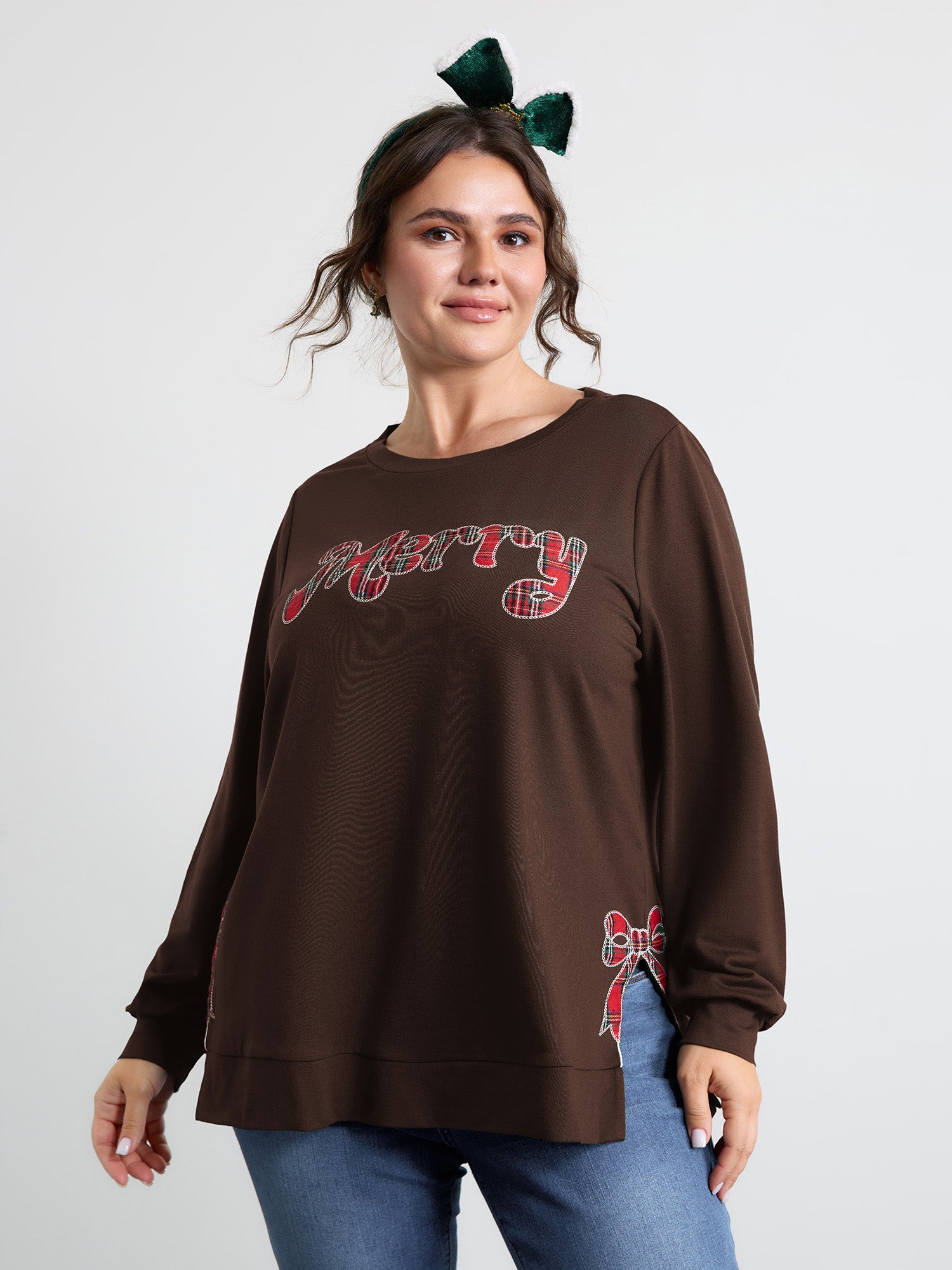 Merry Applique Embroidery Sweatshirt-Sweetccc