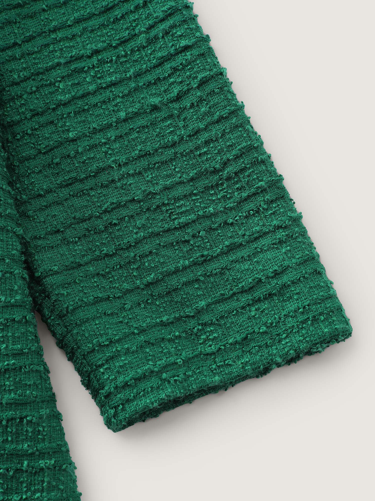 Tweed Stretchy Waist Color Contrast Midi Dress-Sweetccc